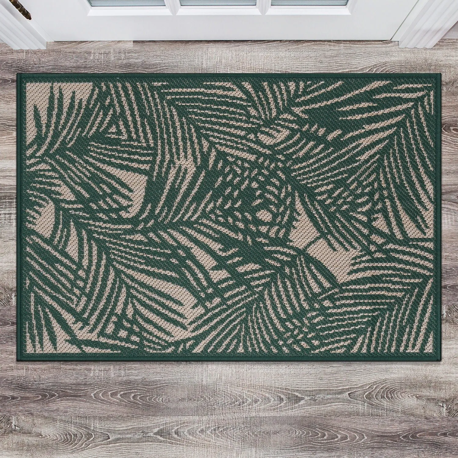 World Rug Gallery Contemporary Palm Leaf Textured Flat Weave Indoor/Outdoor Area Rug