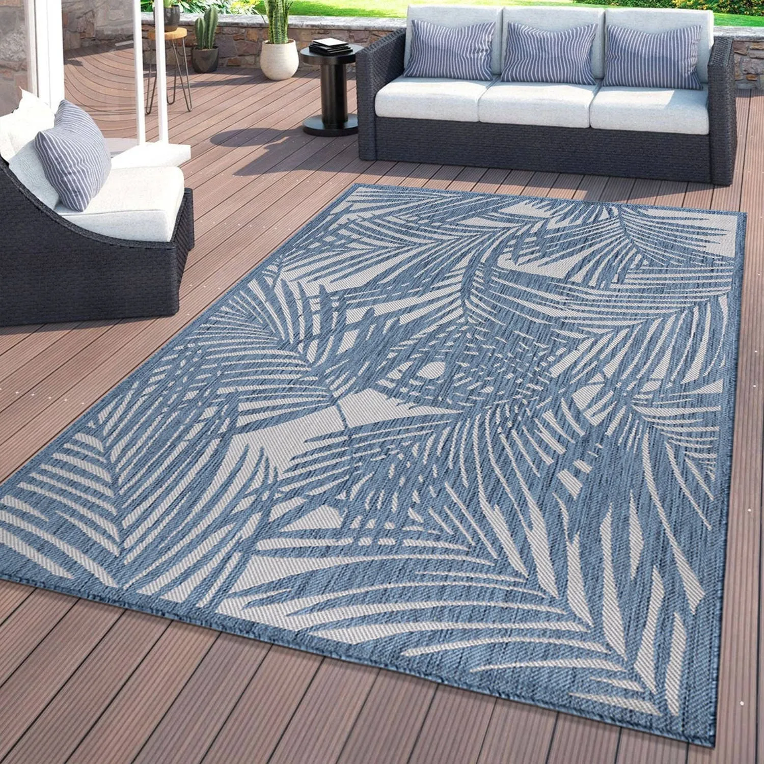 World Rug Gallery Contemporary Palm Leaf Textured Flat Weave Indoor/Outdoor Area Rug