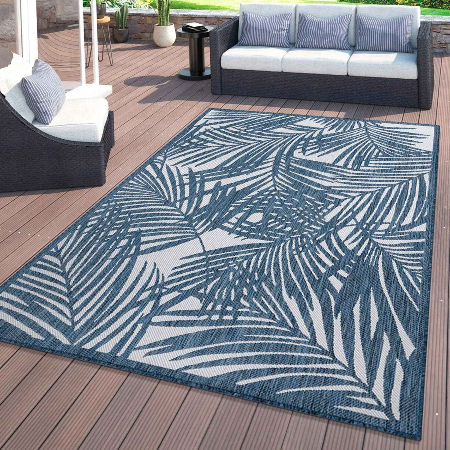 World Rug Gallery Contemporary Palm Leaf Textured Flat Weave Indoor/Outdoor Area Rug