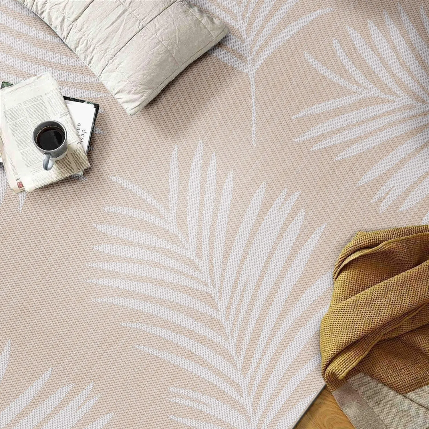 World Rug Gallery Contemporary Palm Leaves Textured Flat Weave Indoor/Outdoor Area Rug
