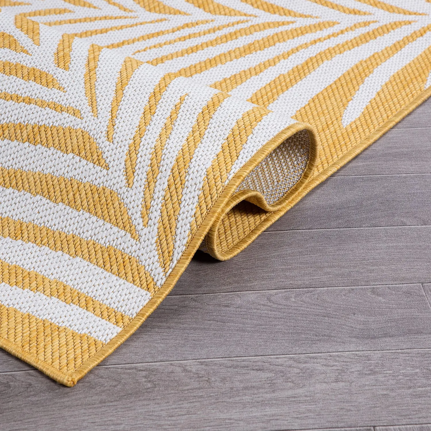 World Rug Gallery Contemporary Palm Leaves Textured Flat Weave Indoor/Outdoor Area Rug