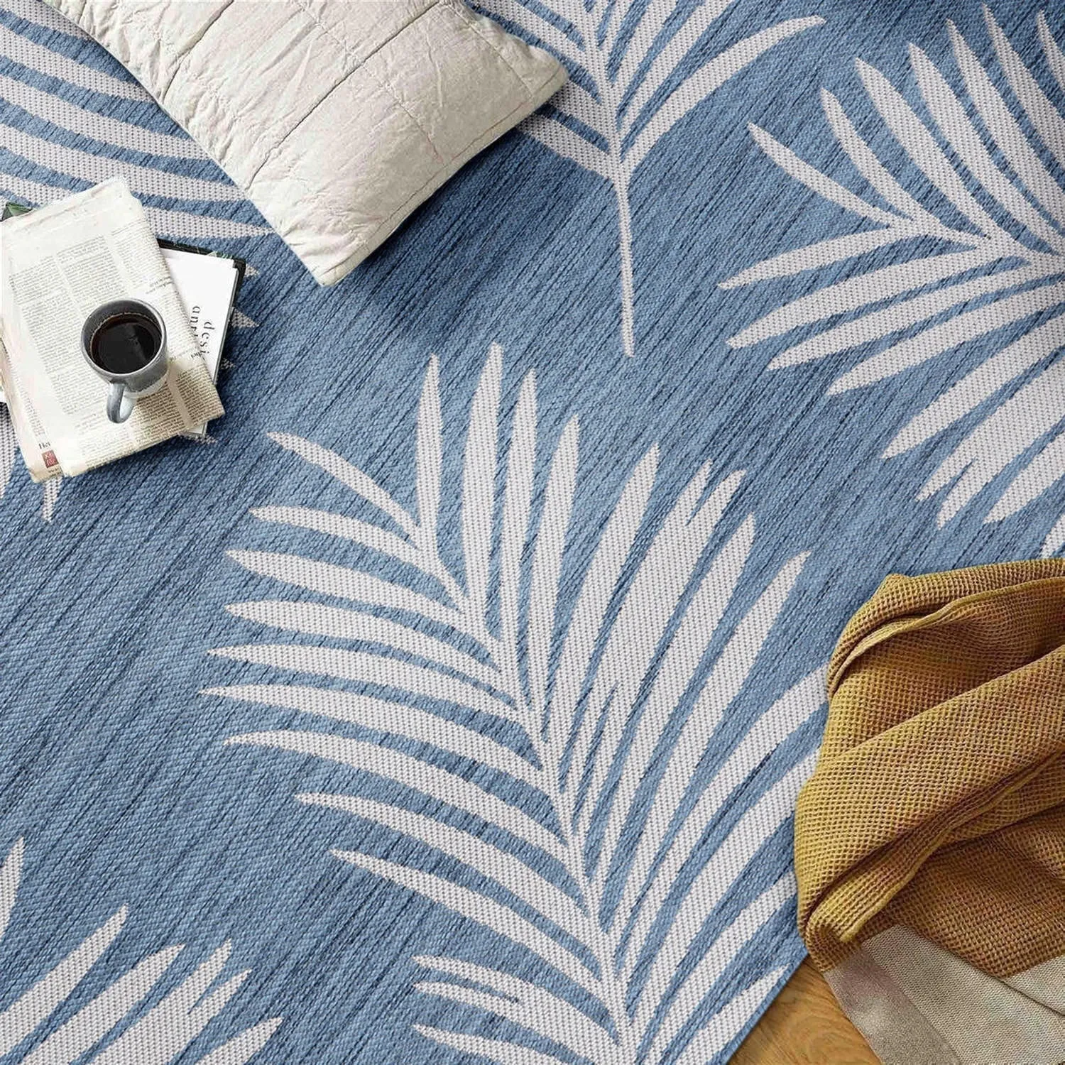 World Rug Gallery Contemporary Palm Leaves Textured Flat Weave Indoor/Outdoor Area Rug
