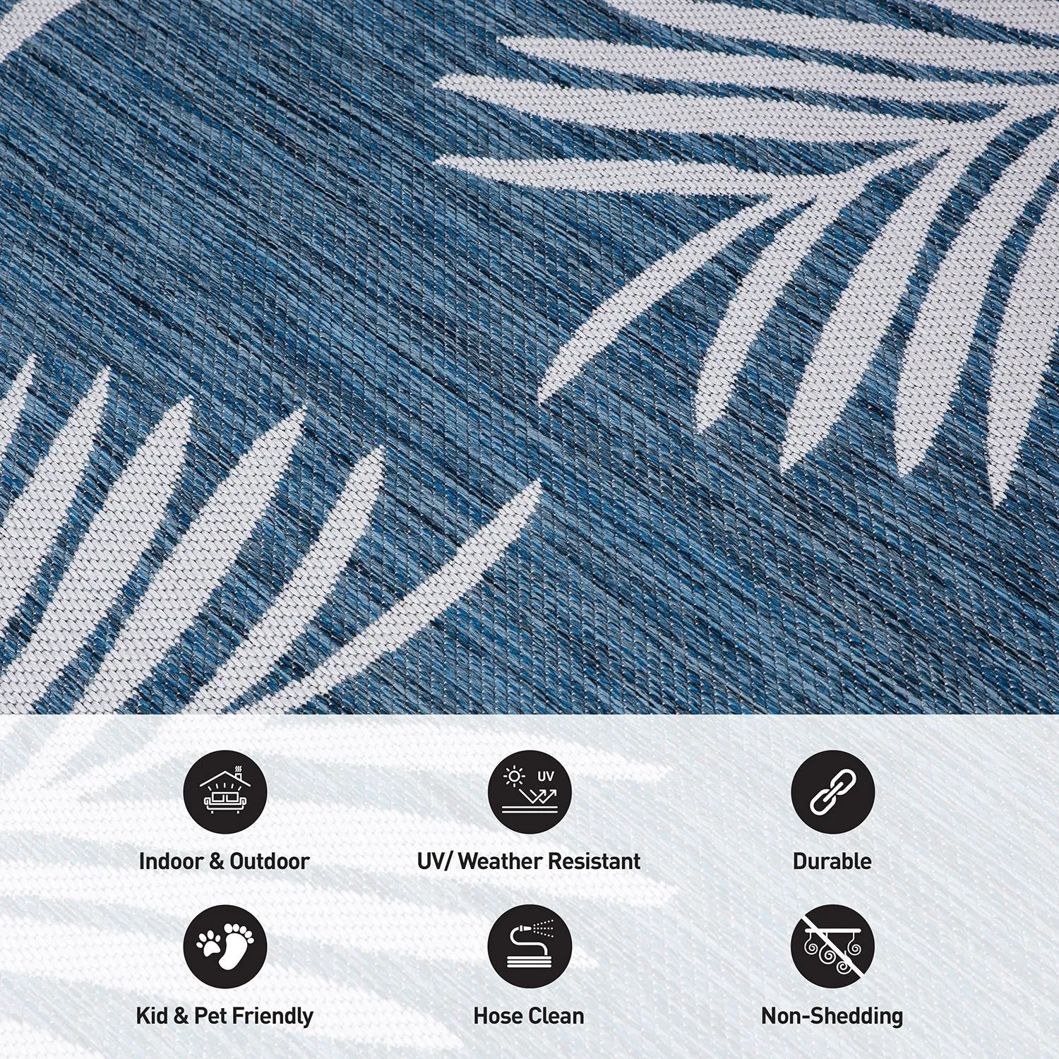 World Rug Gallery Contemporary Palm Leaves Textured Flat Weave Indoor/Outdoor Area Rug