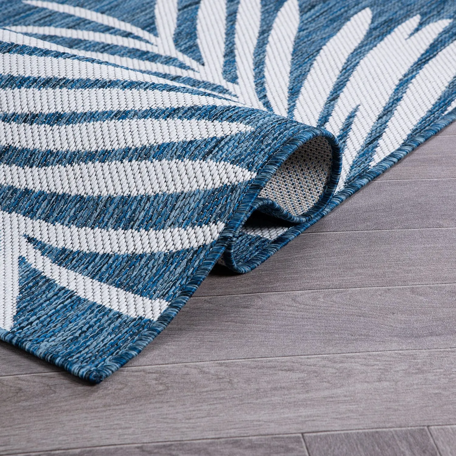 World Rug Gallery Contemporary Palm Leaves Textured Flat Weave Indoor/Outdoor Area Rug