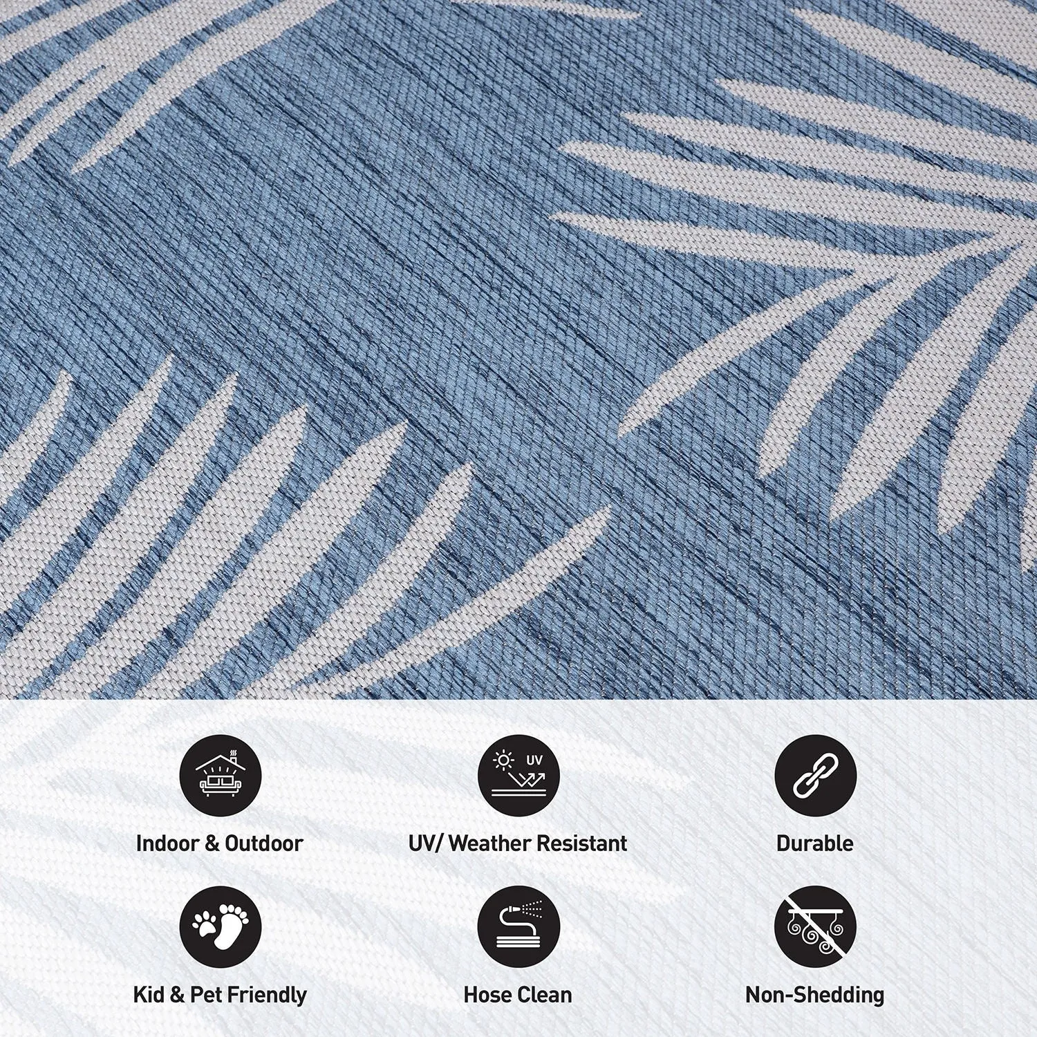 World Rug Gallery Contemporary Palm Leaves Textured Flat Weave Indoor/Outdoor Area Rug