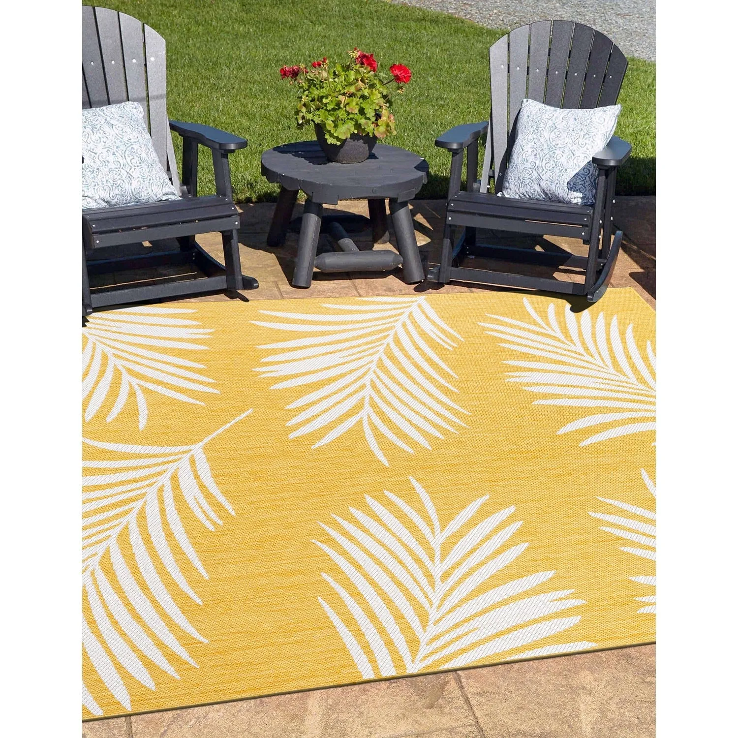 World Rug Gallery Contemporary Palm Leaves Textured Flat Weave Indoor/Outdoor Area Rug