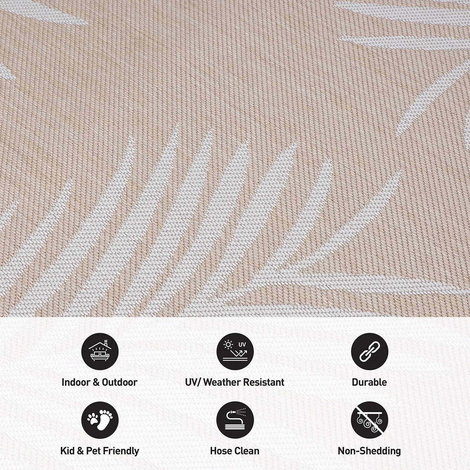 World Rug Gallery Contemporary Palm Leaves Textured Flat Weave Indoor/Outdoor Area Rug