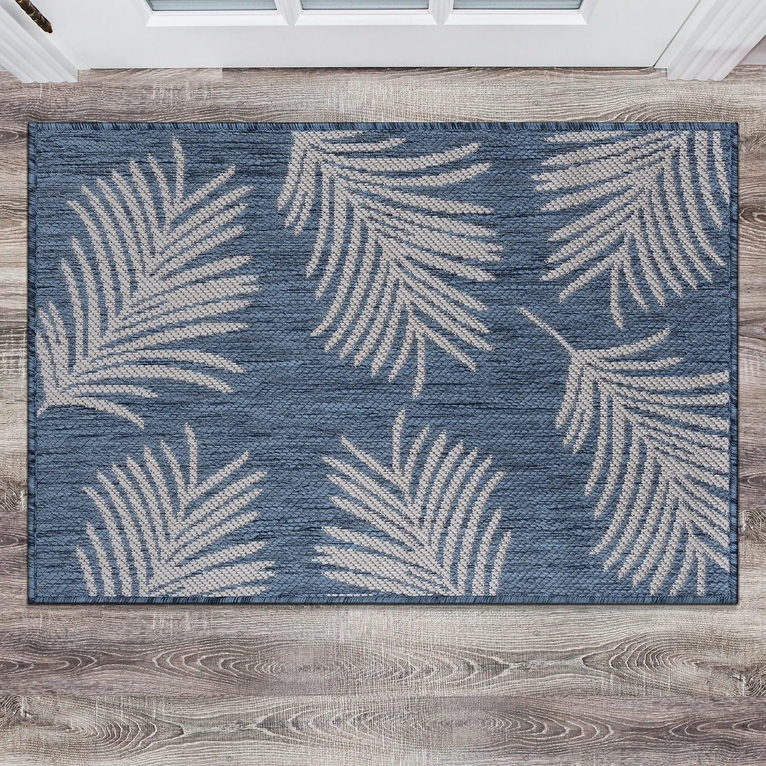 World Rug Gallery Contemporary Palm Leaves Textured Flat Weave Indoor/Outdoor Area Rug