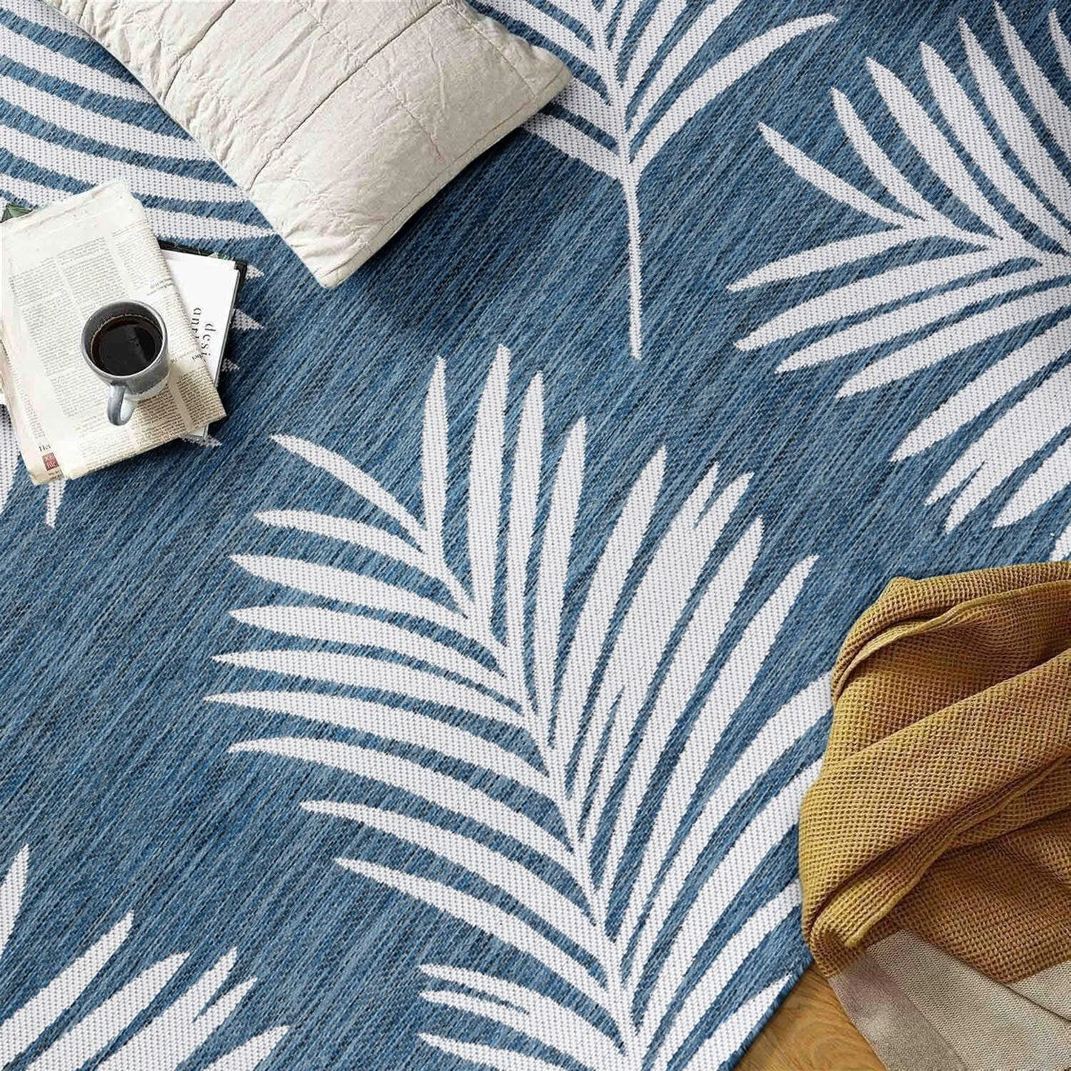 World Rug Gallery Contemporary Palm Leaves Textured Flat Weave Indoor/Outdoor Area Rug
