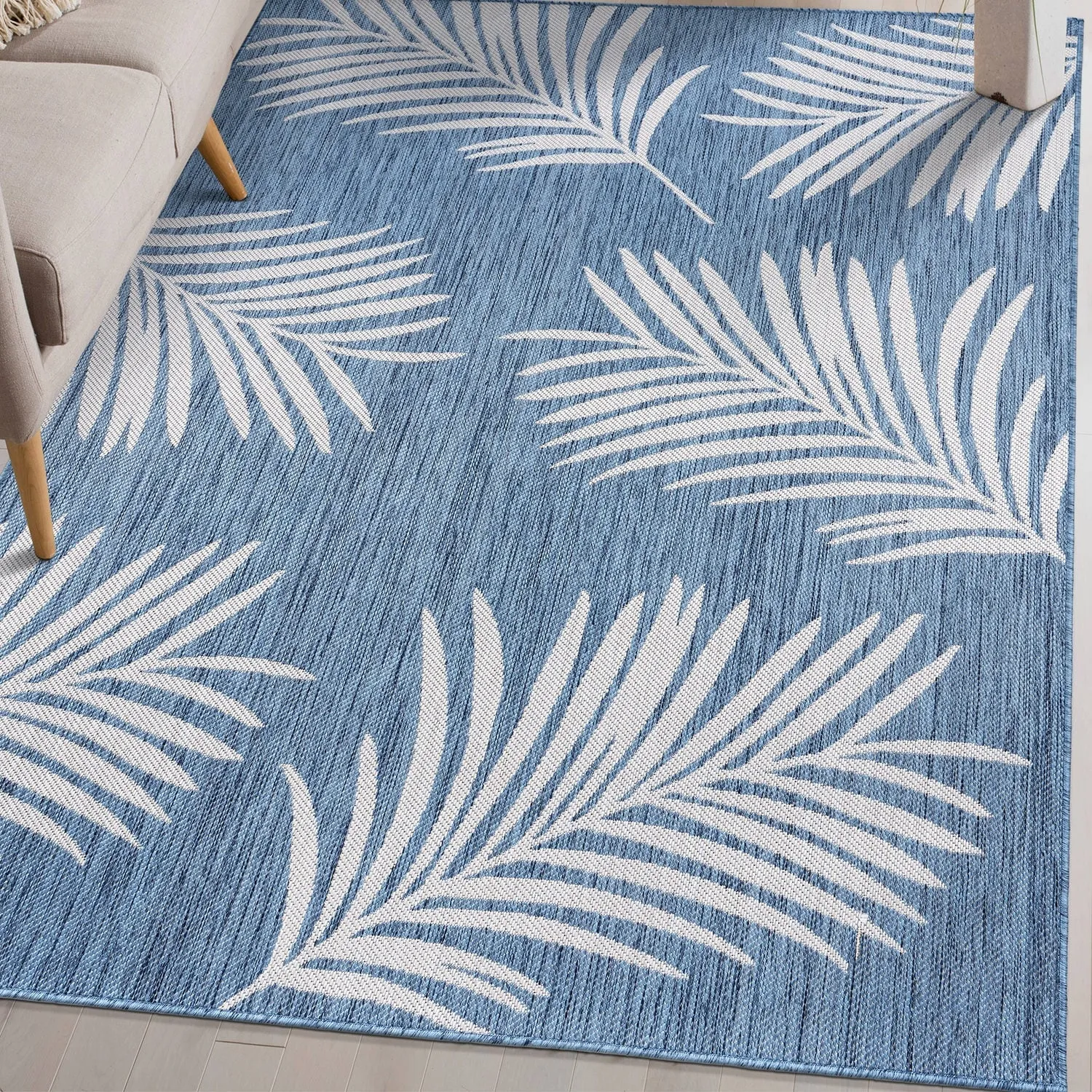 World Rug Gallery Contemporary Palm Leaves Textured Flat Weave Indoor/Outdoor Area Rug