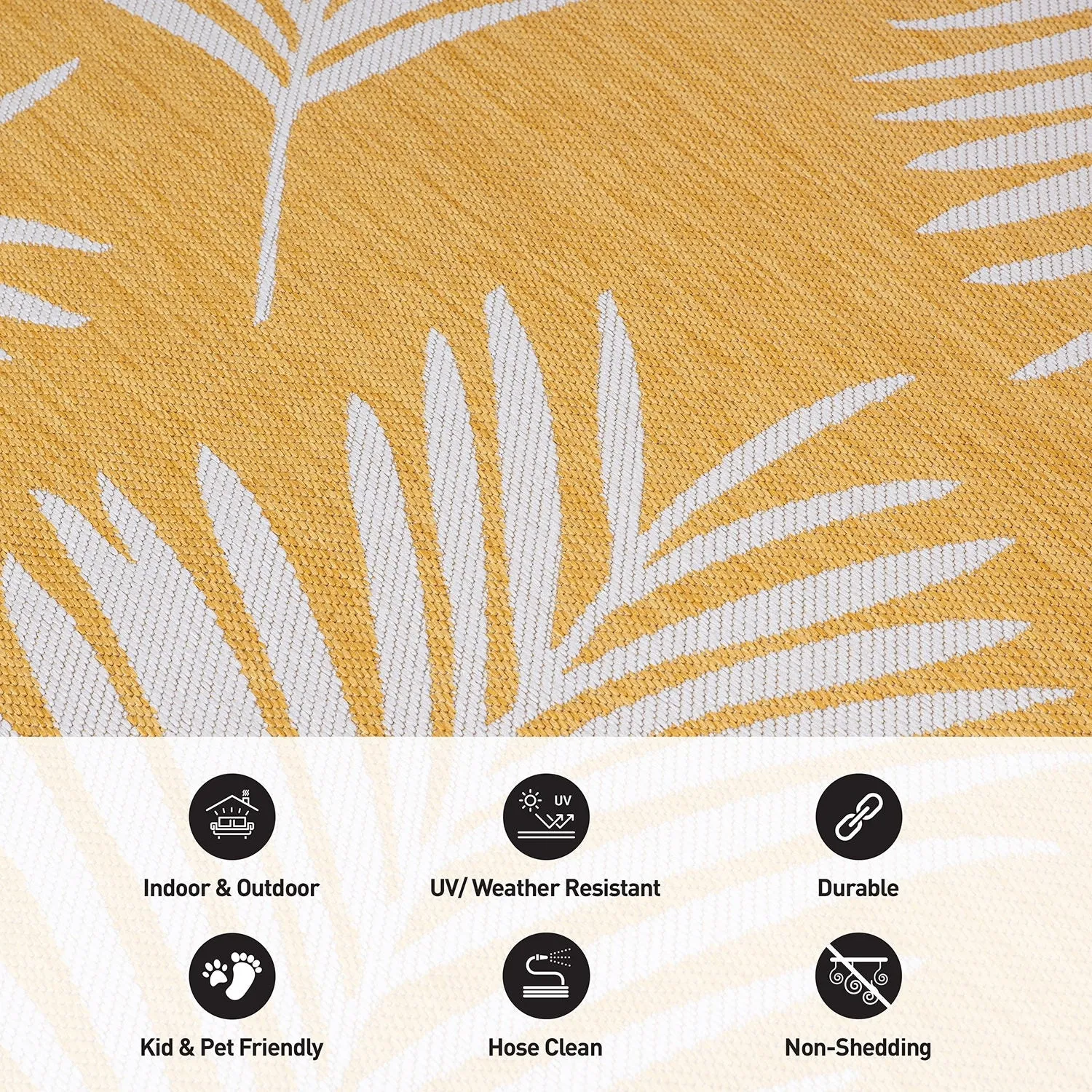 World Rug Gallery Contemporary Palm Leaves Textured Flat Weave Indoor/Outdoor Area Rug