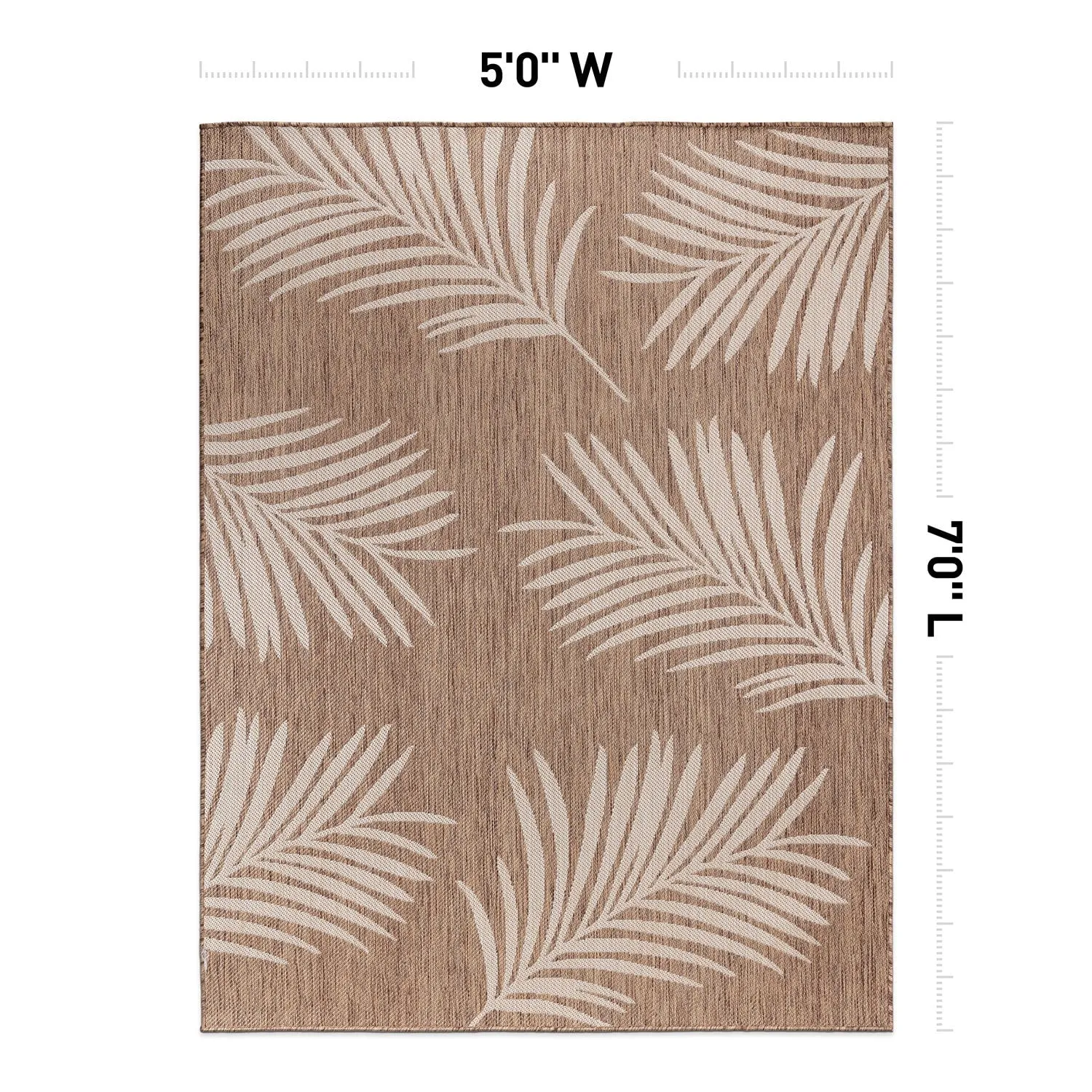 World Rug Gallery Contemporary Palm Leaves Textured Flat Weave Indoor/Outdoor Area Rug