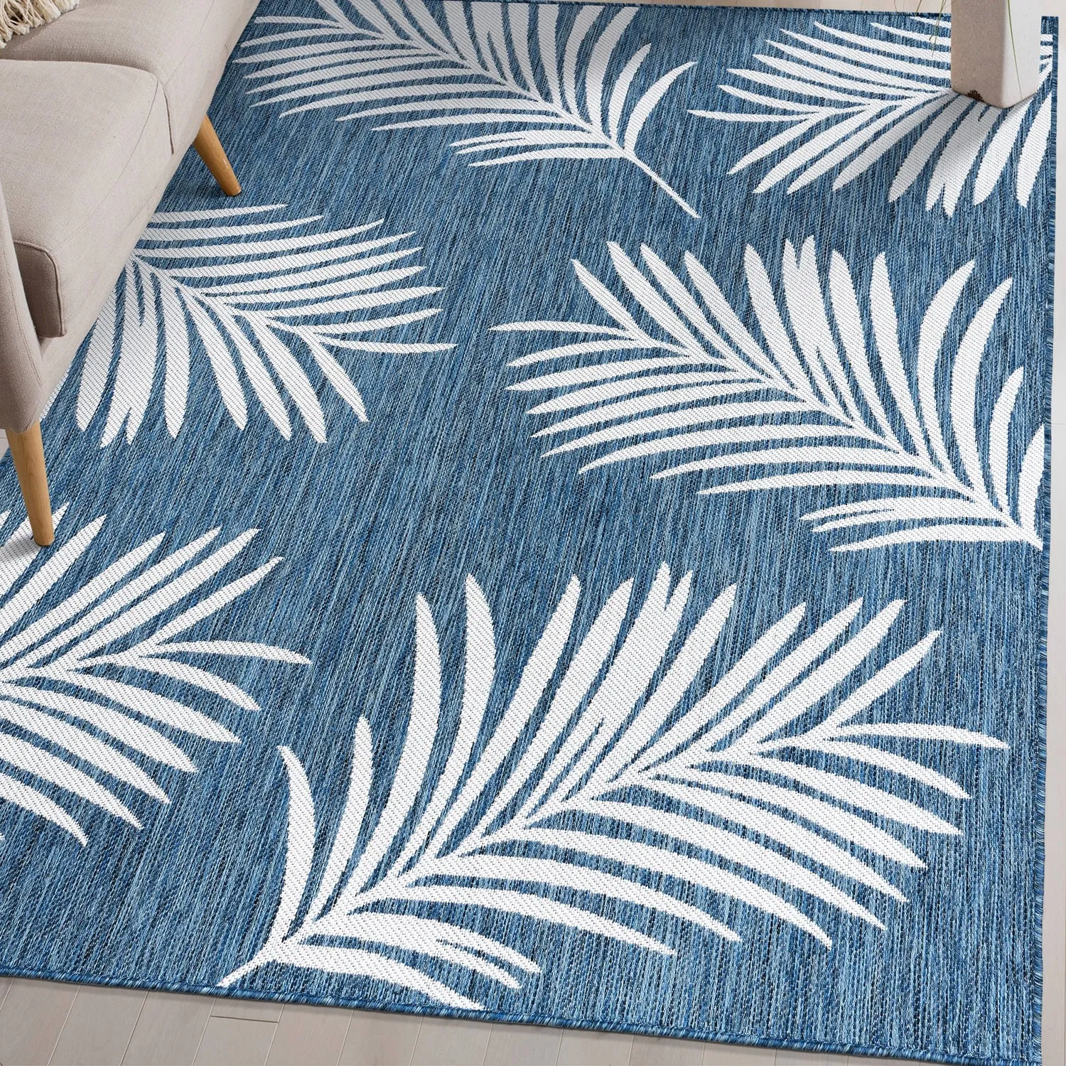 World Rug Gallery Contemporary Palm Leaves Textured Flat Weave Indoor/Outdoor Area Rug
