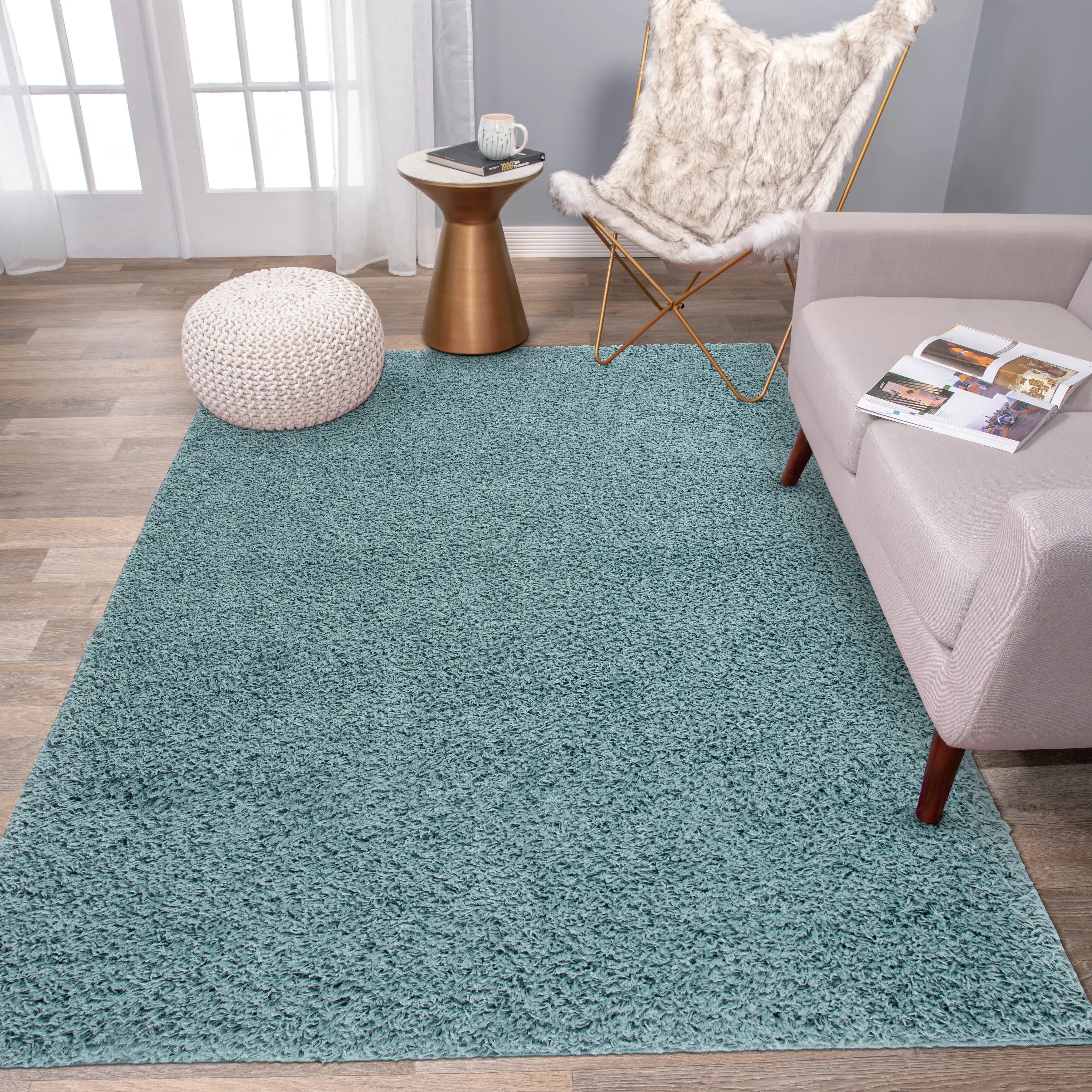World Rug Gallery Contemporary Solid Cozy Plush Shag Area Rug