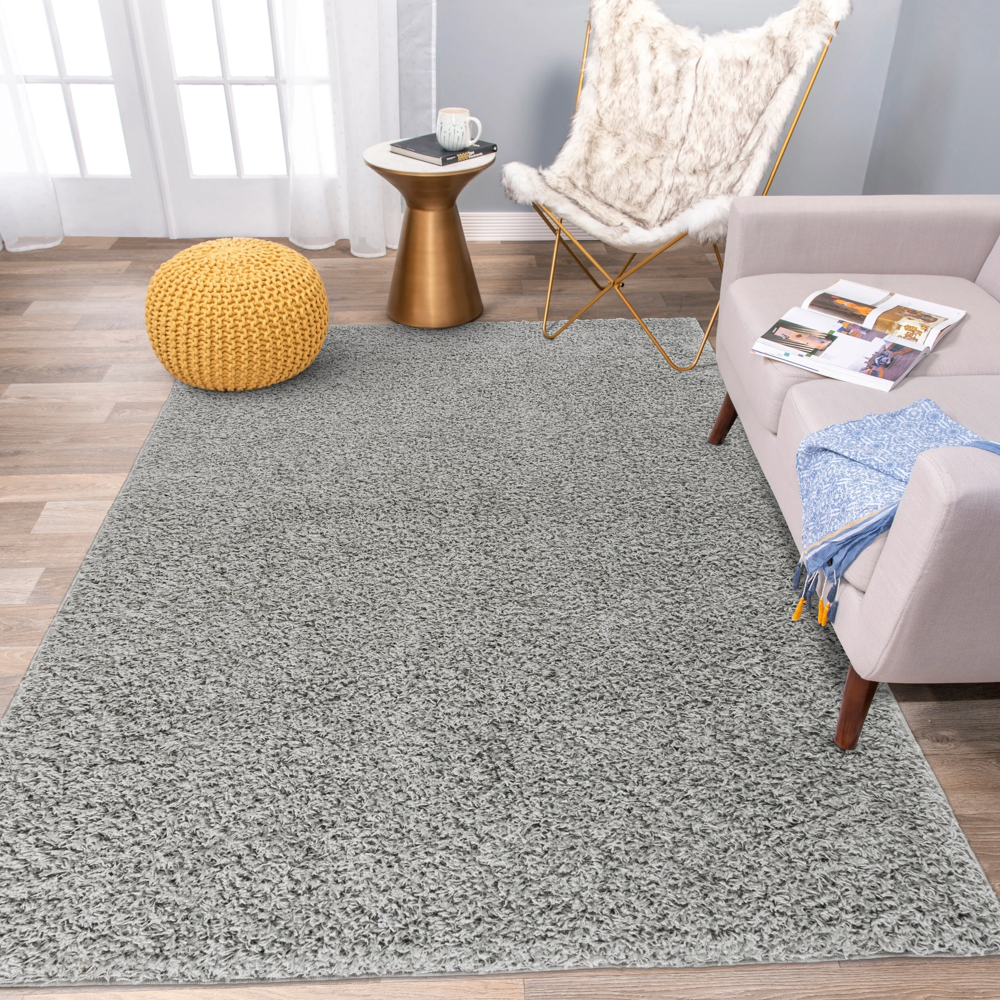 World Rug Gallery Contemporary Solid Cozy Plush Shag Area Rug