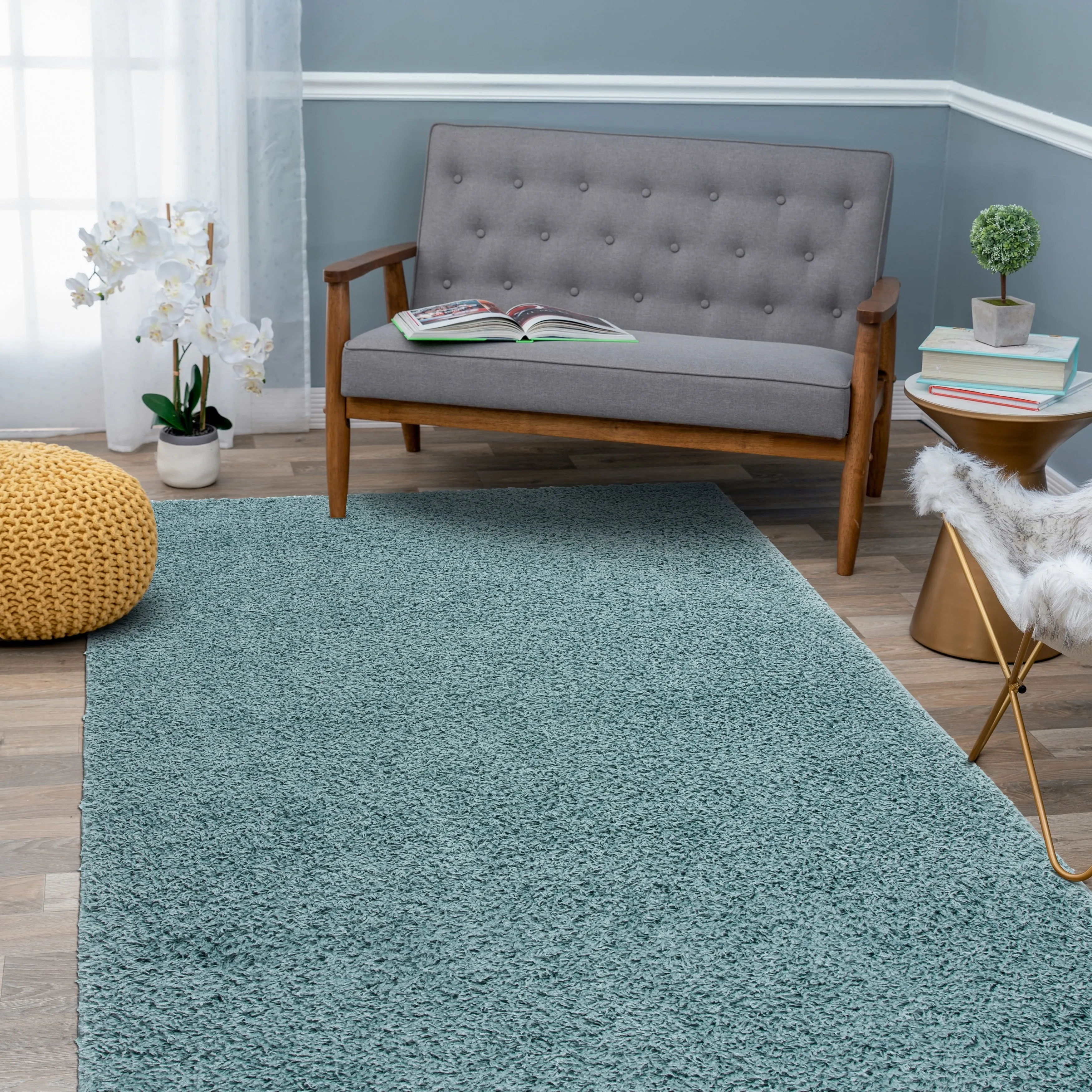 World Rug Gallery Contemporary Solid Cozy Plush Shag Area Rug