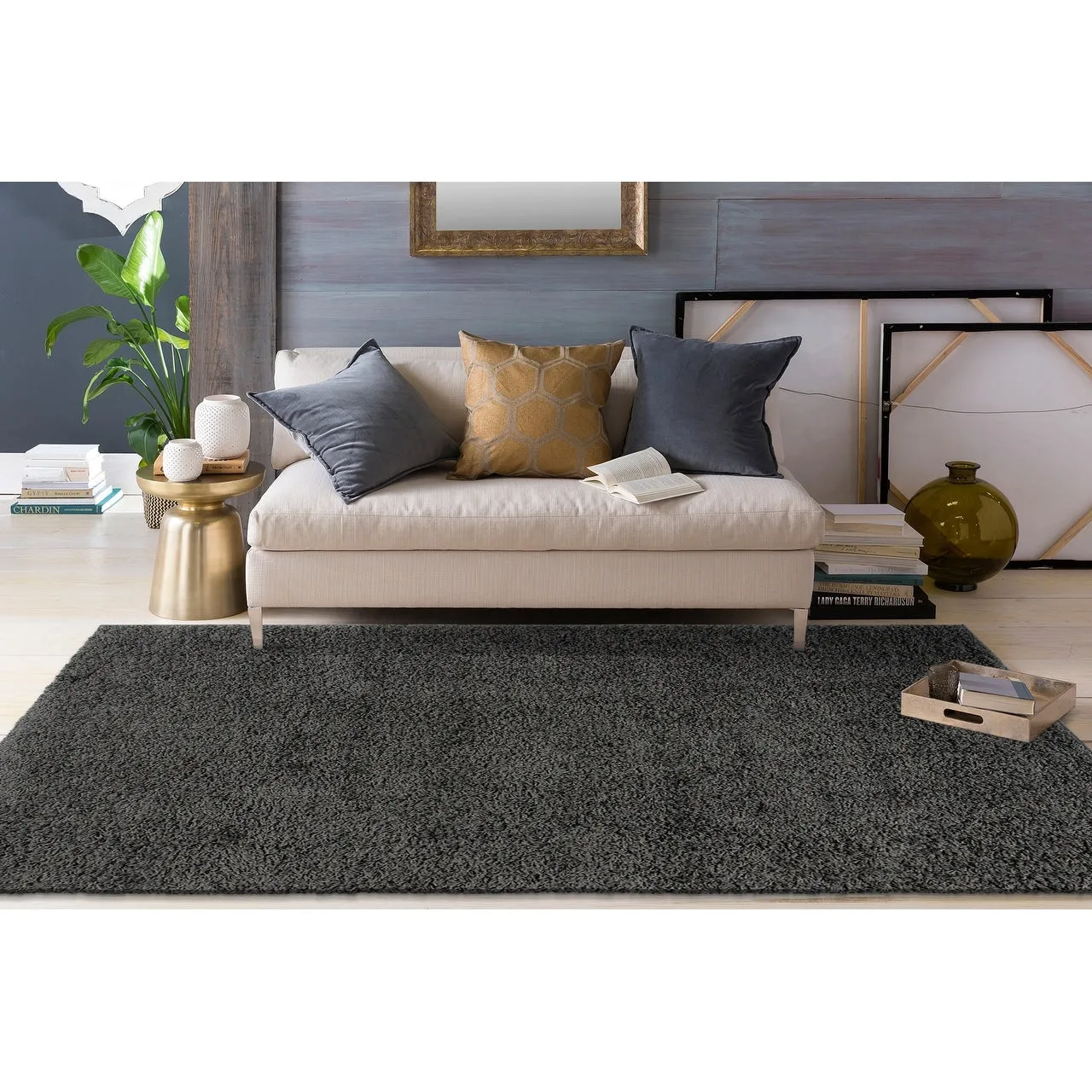 World Rug Gallery Contemporary Solid Cozy Plush Shag Area Rug
