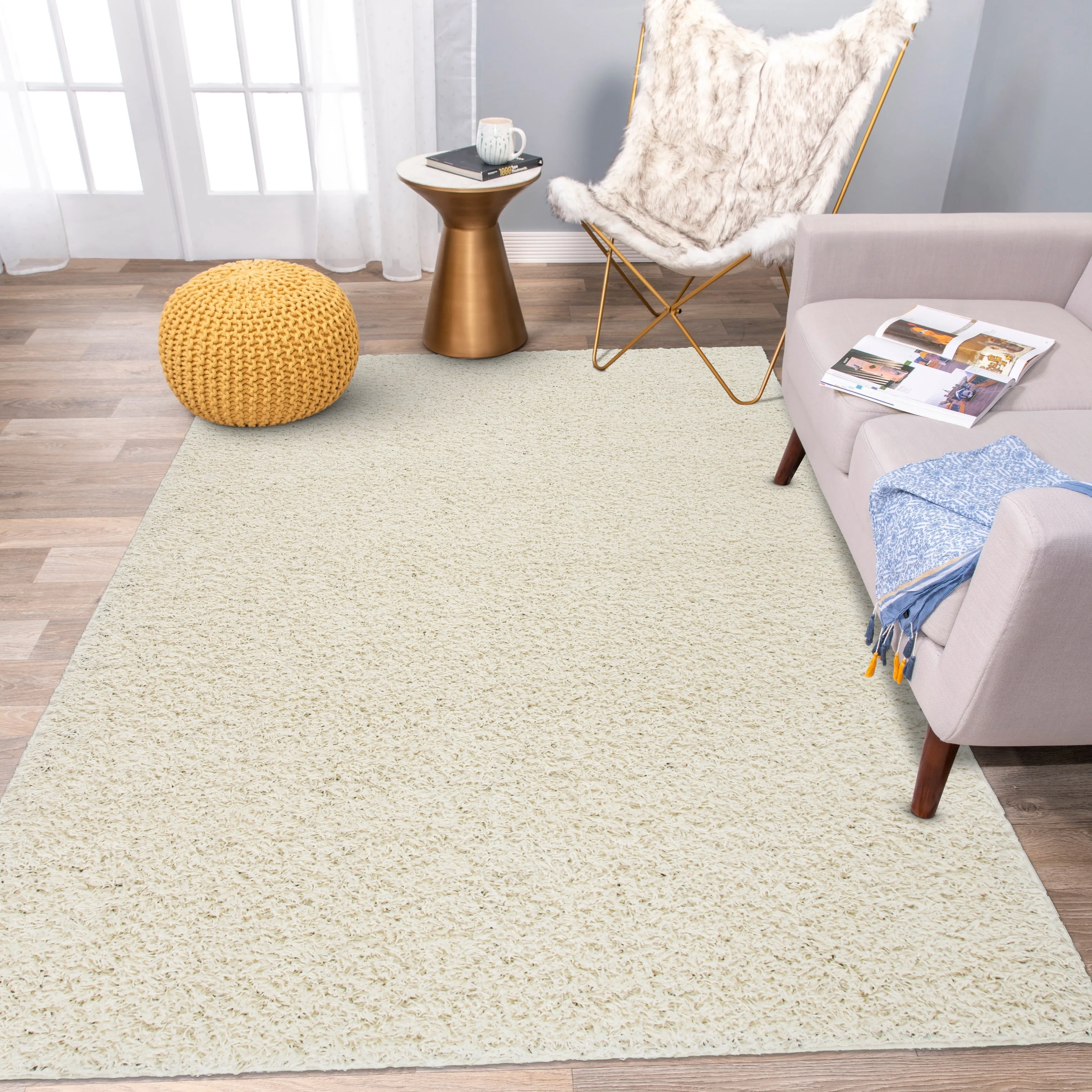 World Rug Gallery Contemporary Solid Cozy Plush Shag Area Rug