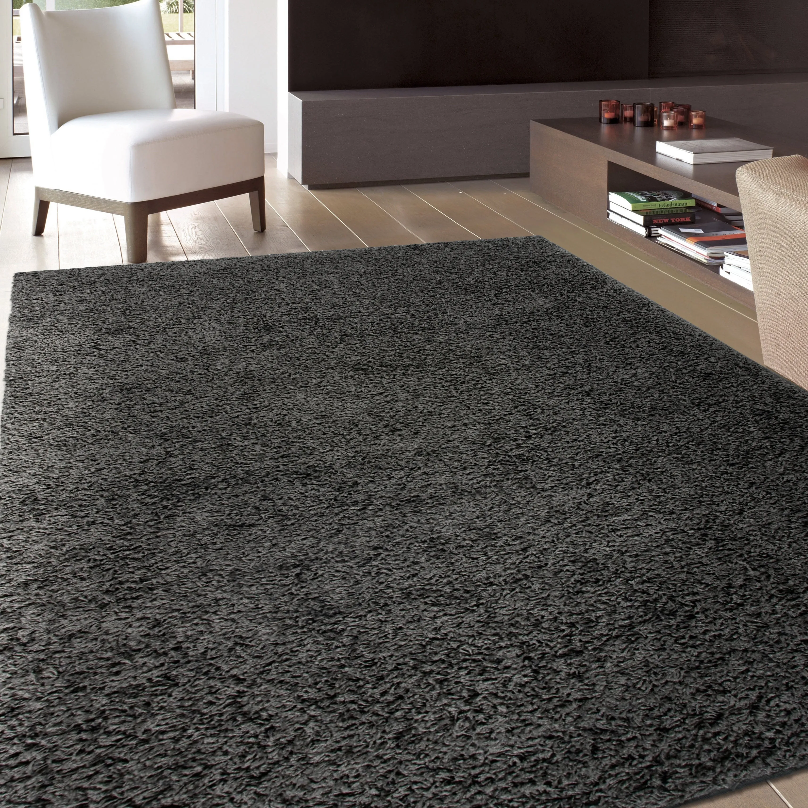 World Rug Gallery Contemporary Solid Cozy Plush Shag Area Rug