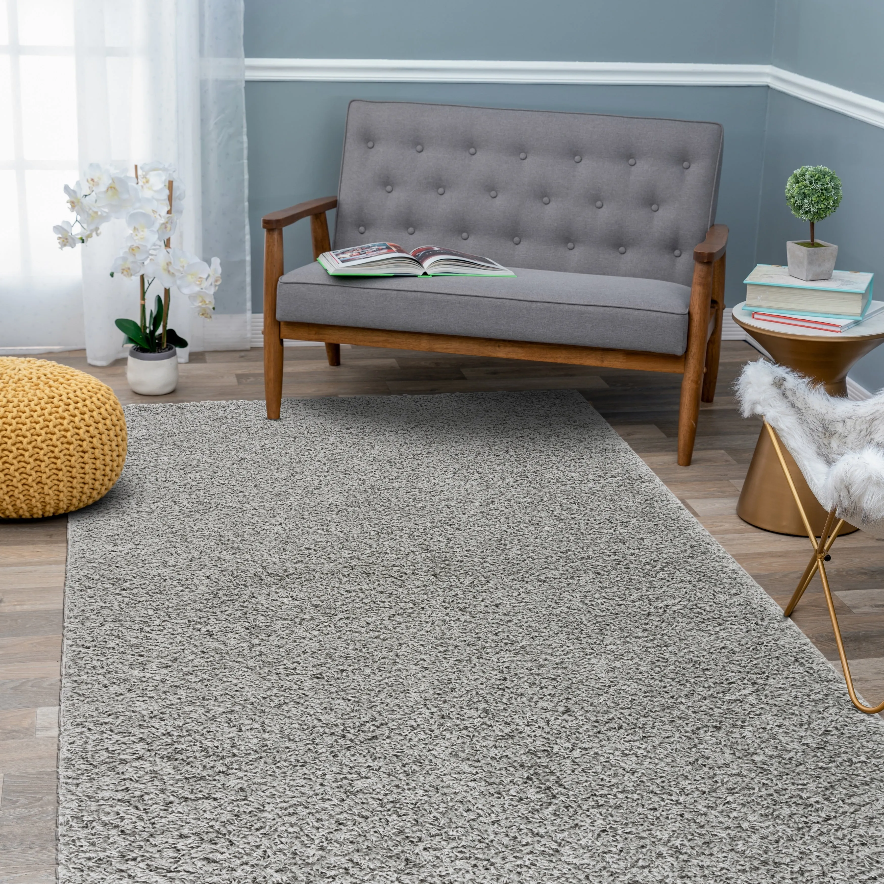 World Rug Gallery Contemporary Solid Cozy Plush Shag Area Rug