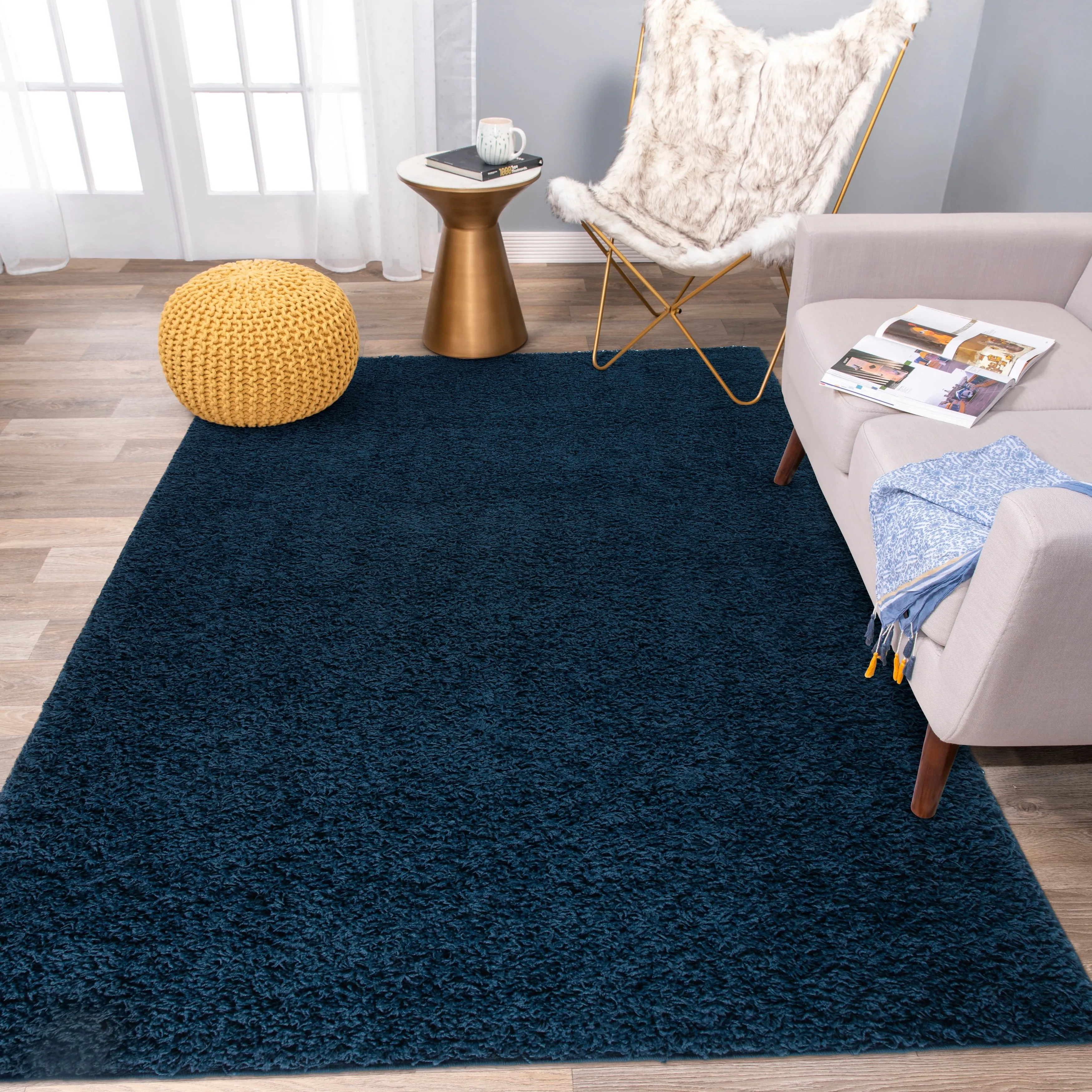 World Rug Gallery Contemporary Solid Cozy Plush Shag Area Rug
