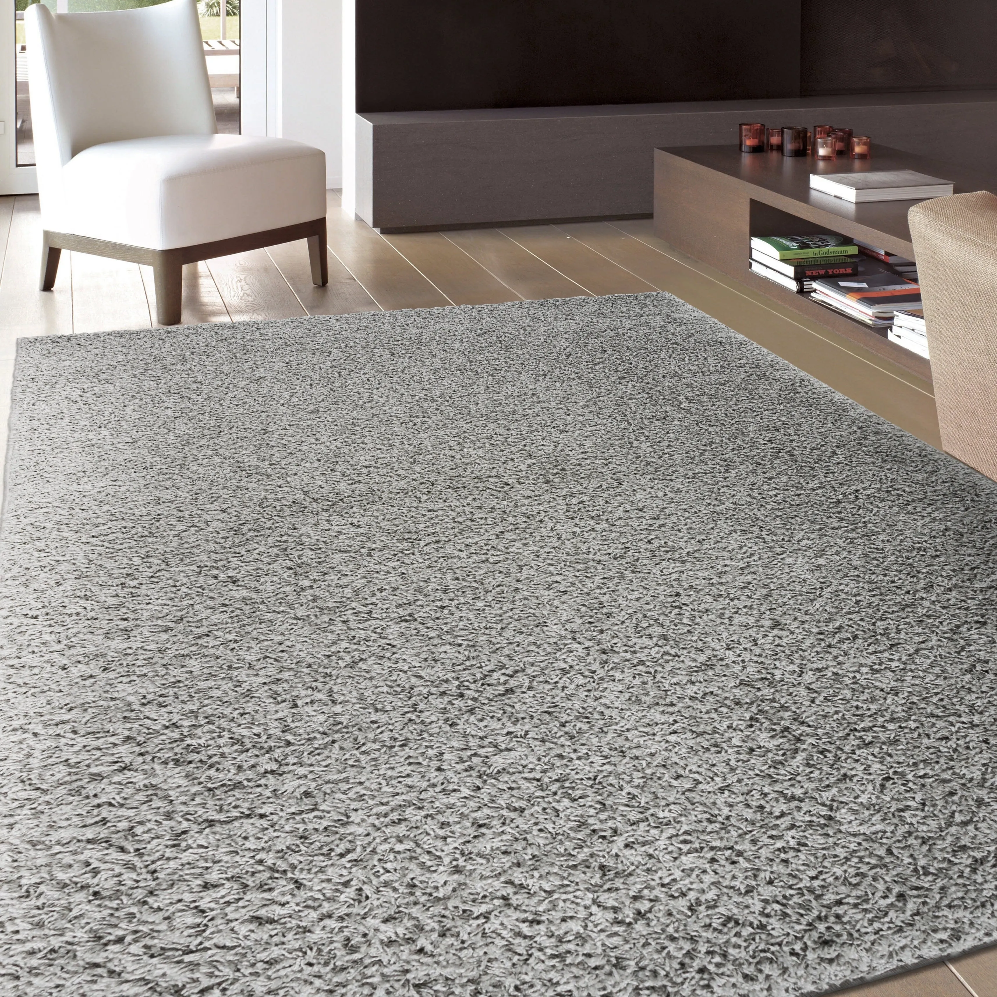 World Rug Gallery Contemporary Solid Cozy Plush Shag Area Rug