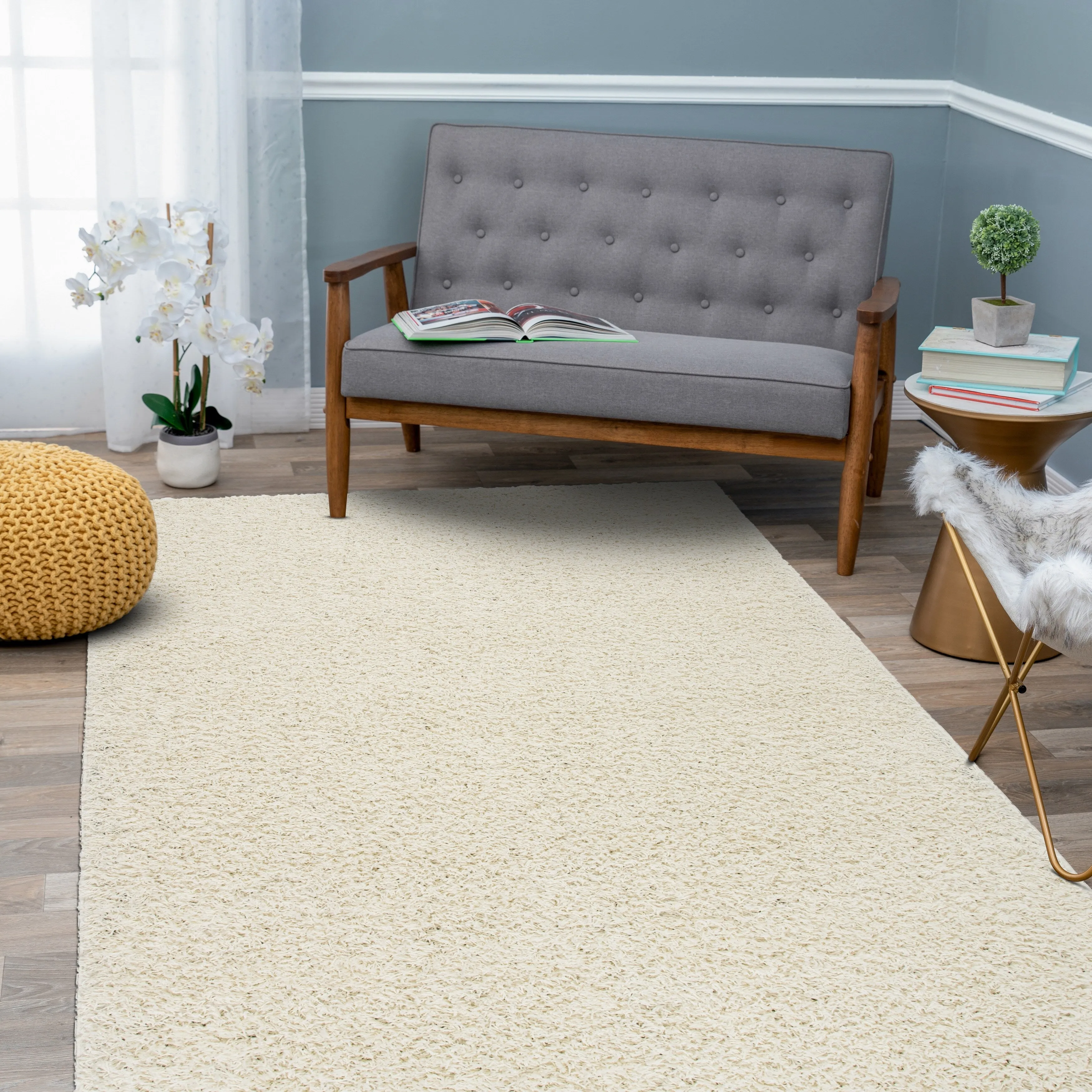 World Rug Gallery Contemporary Solid Cozy Plush Shag Area Rug
