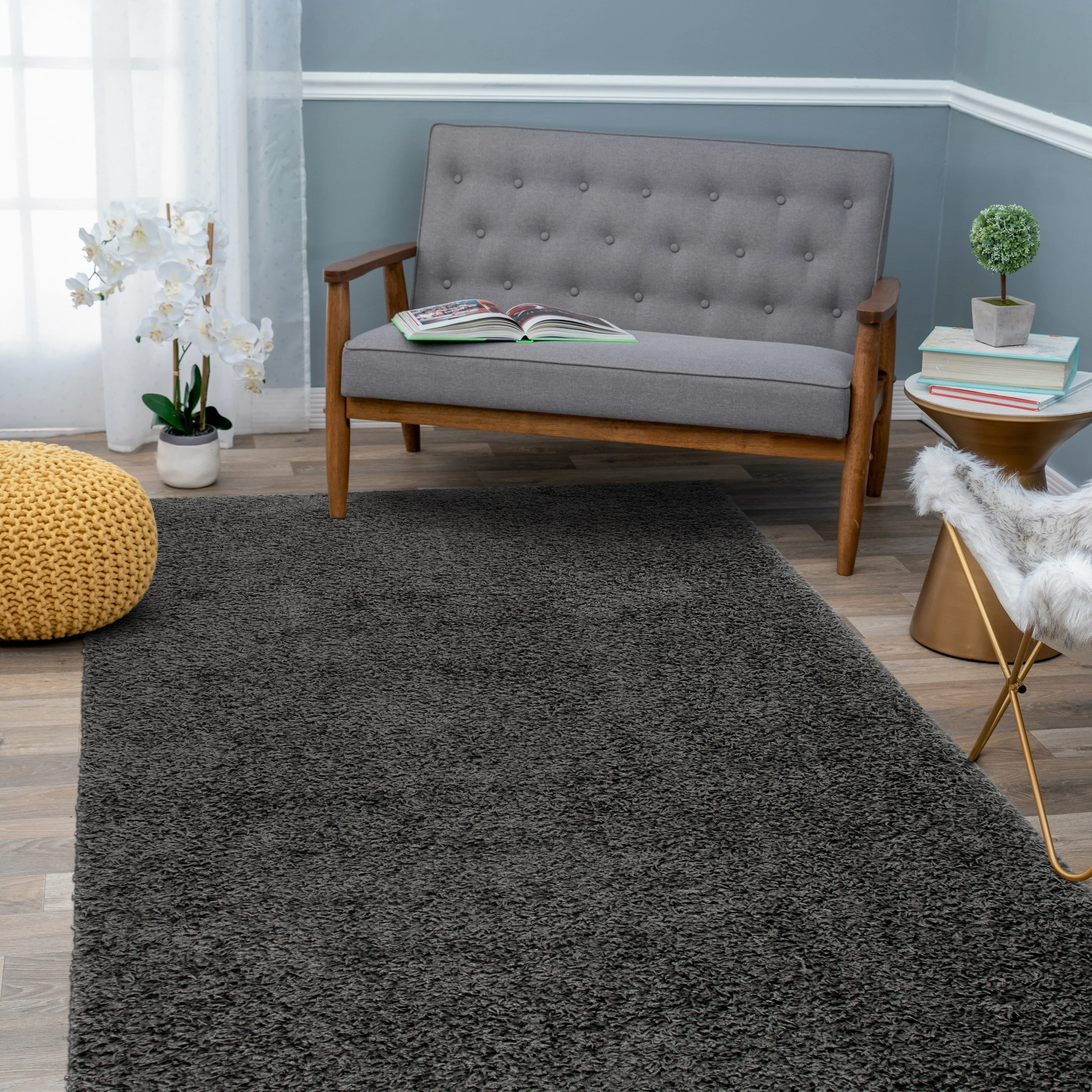 World Rug Gallery Contemporary Solid Cozy Plush Shag Area Rug