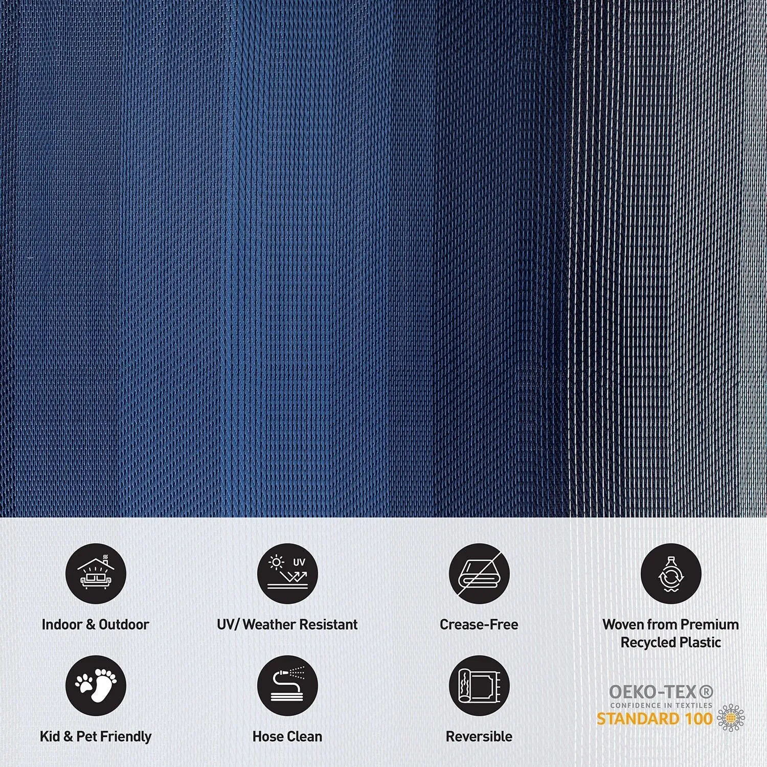 World Rug Gallery Contemporary Stripe Shade Geometric Reversible Recycled Plastic Outdoor Rugs