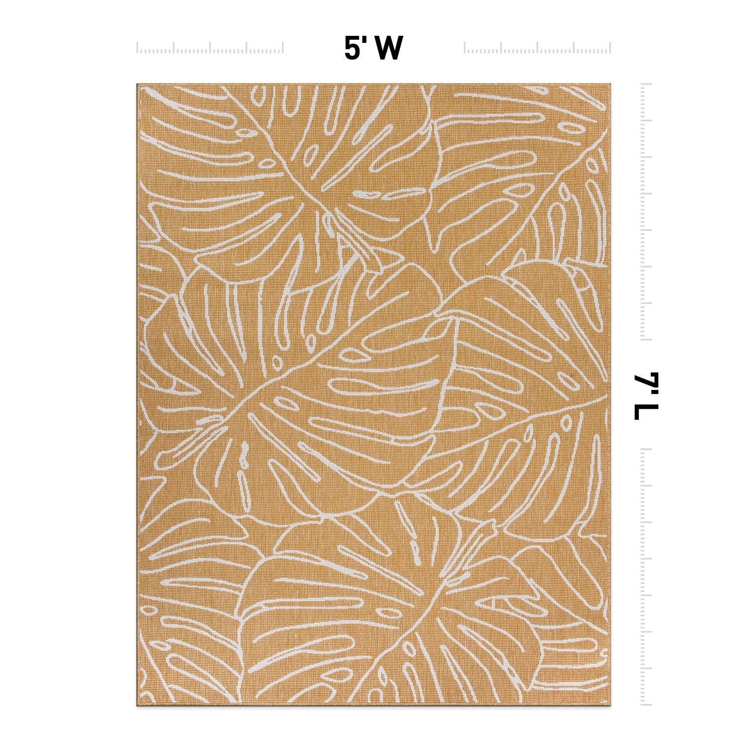 World Rug Gallery Contemporary Tropical Leaves Indoor/Outdoor Area Rug