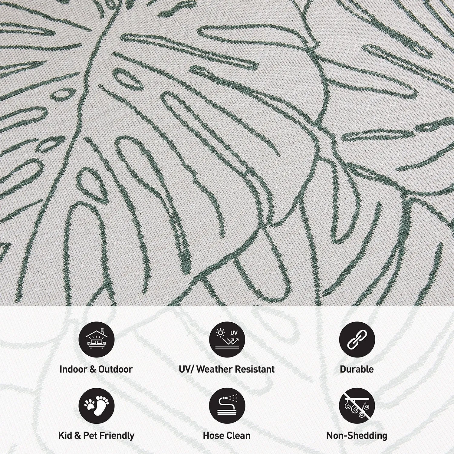 World Rug Gallery Contemporary Tropical Leaves Indoor/Outdoor Area Rug