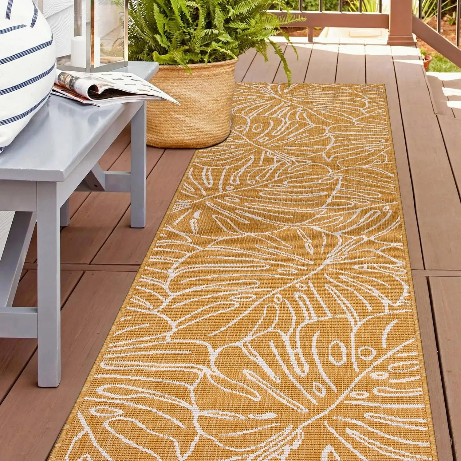World Rug Gallery Contemporary Tropical Leaves Indoor/Outdoor Area Rug