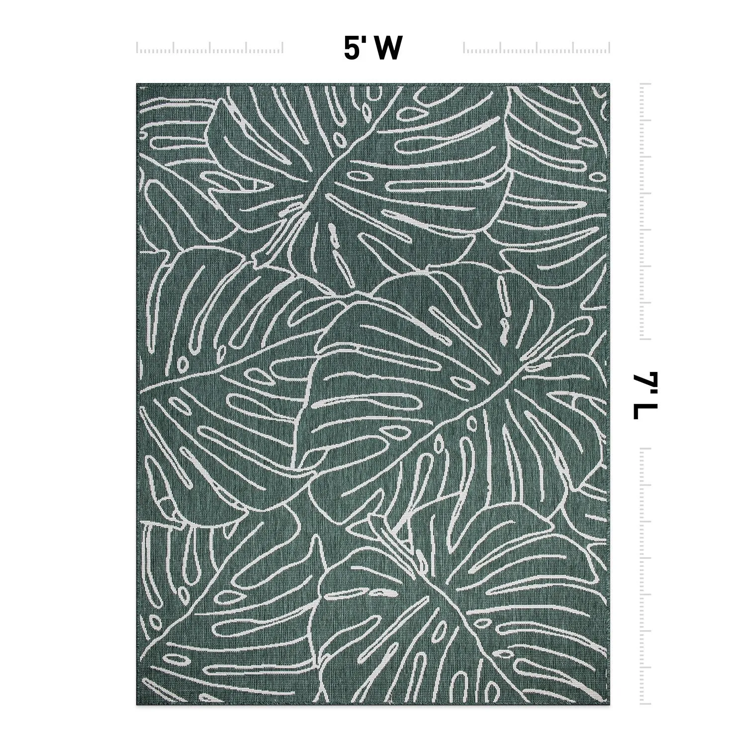 World Rug Gallery Contemporary Tropical Leaves Indoor/Outdoor Area Rug