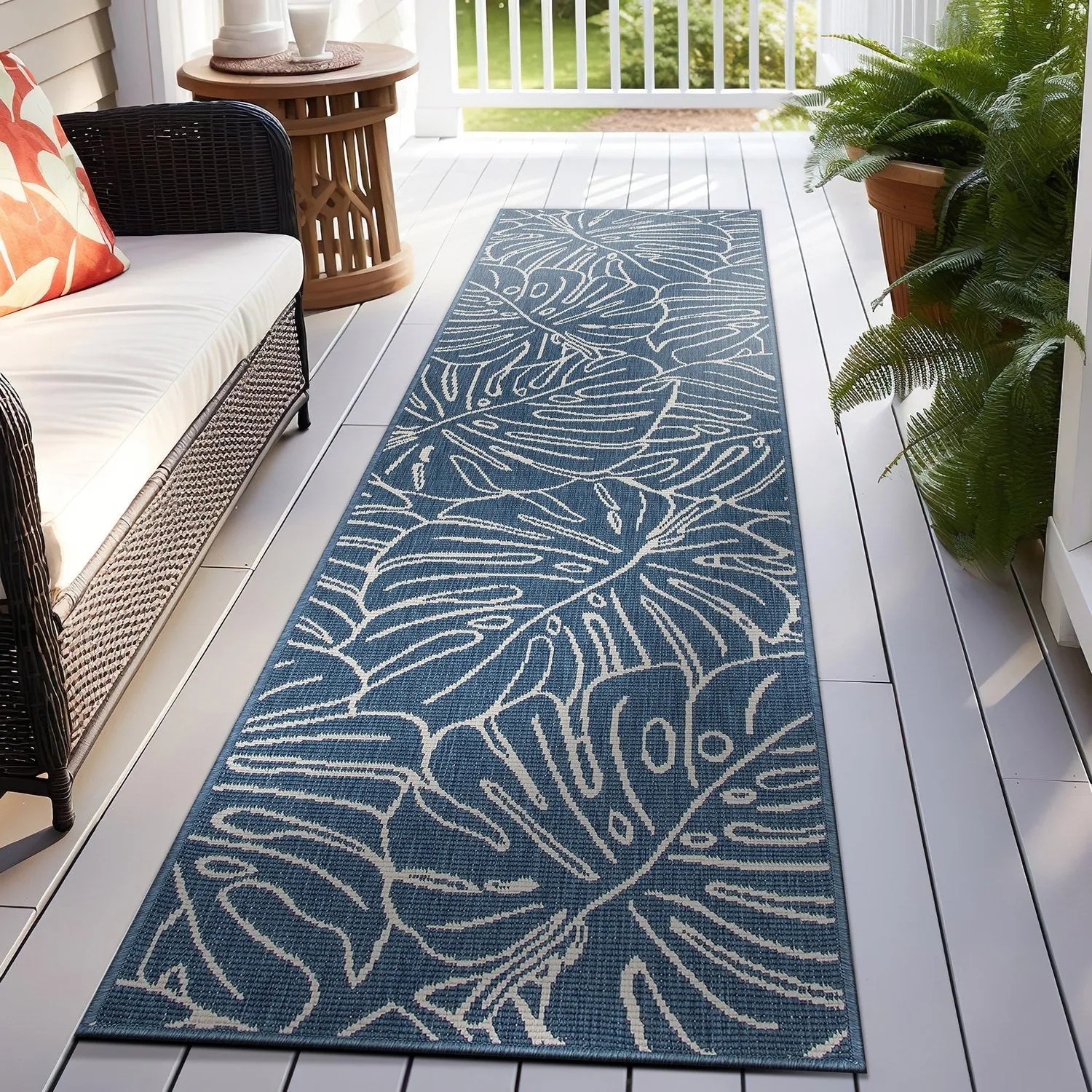 World Rug Gallery Contemporary Tropical Leaves Indoor/Outdoor Area Rug