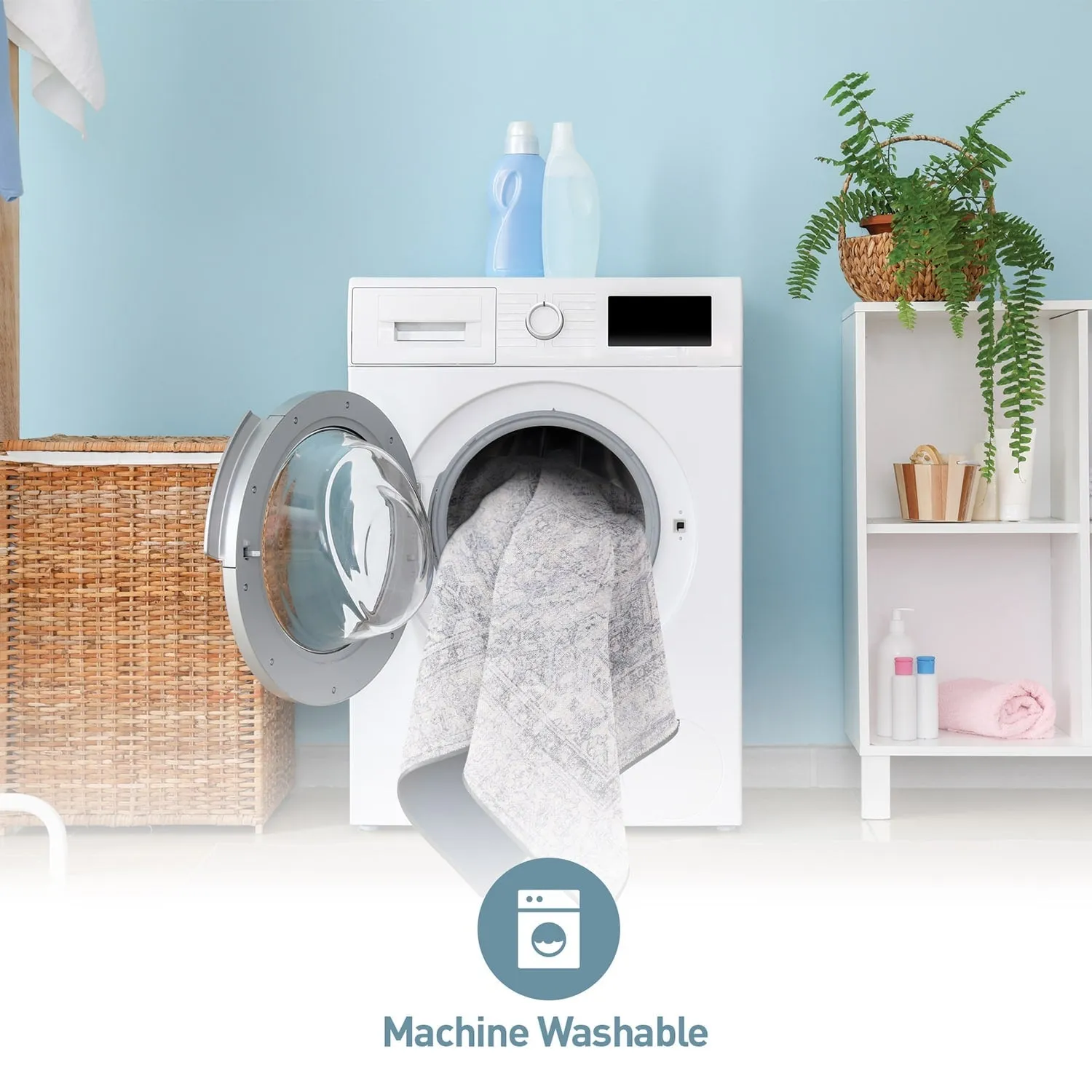 World Rug Gallery Distessed Medallion Machine Washable Area Rug