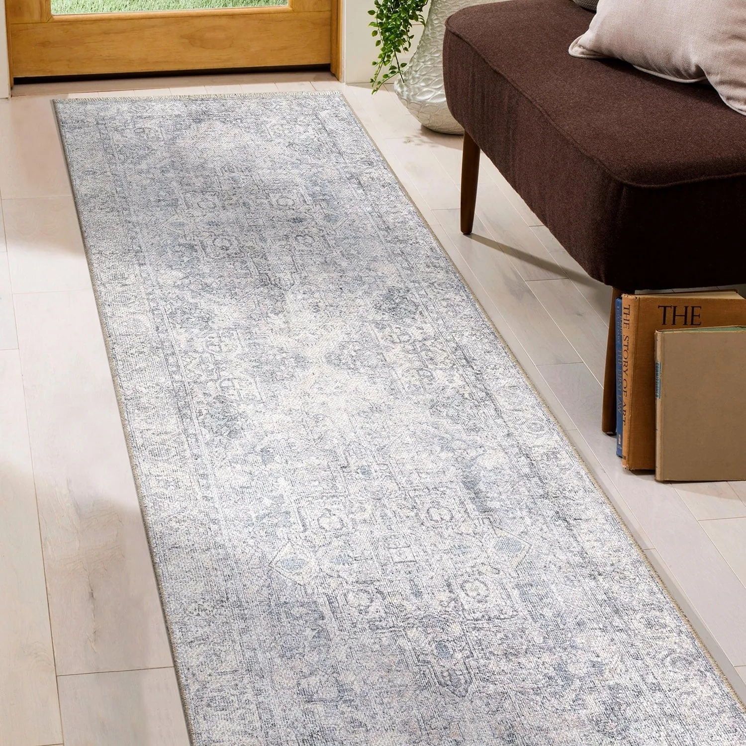 World Rug Gallery Distessed Medallion Machine Washable Area Rug