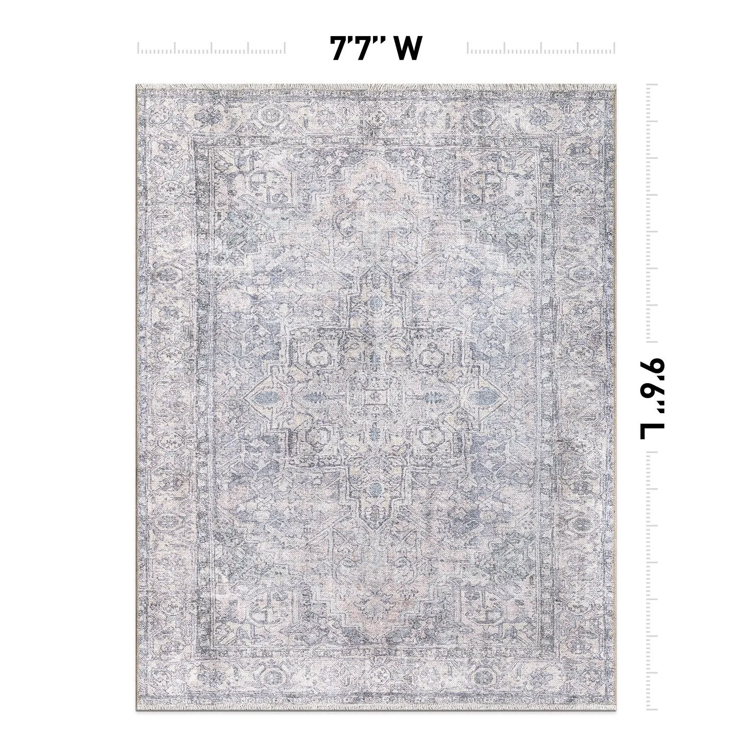 World Rug Gallery Distessed Medallion Machine Washable Area Rug