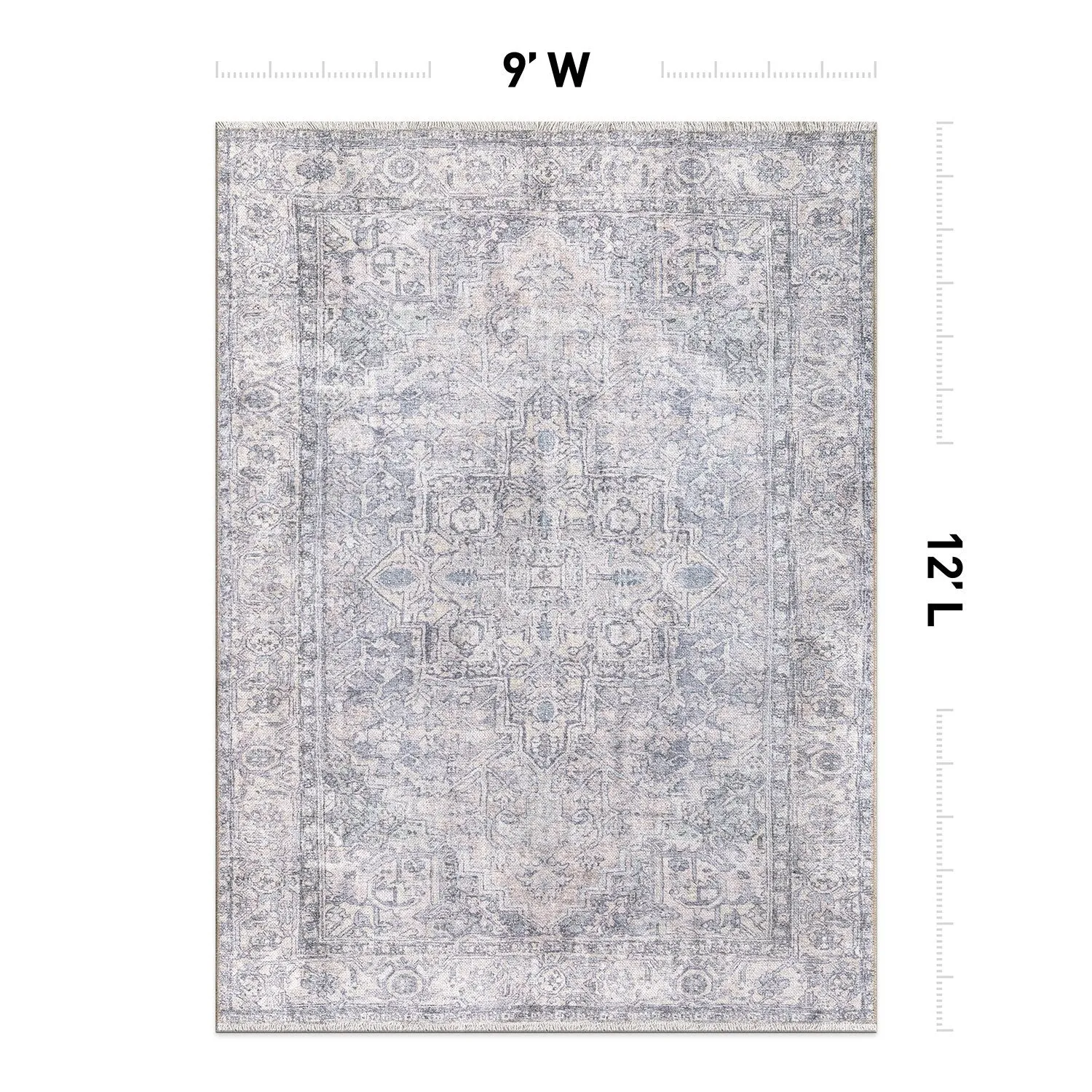 World Rug Gallery Distessed Medallion Machine Washable Area Rug