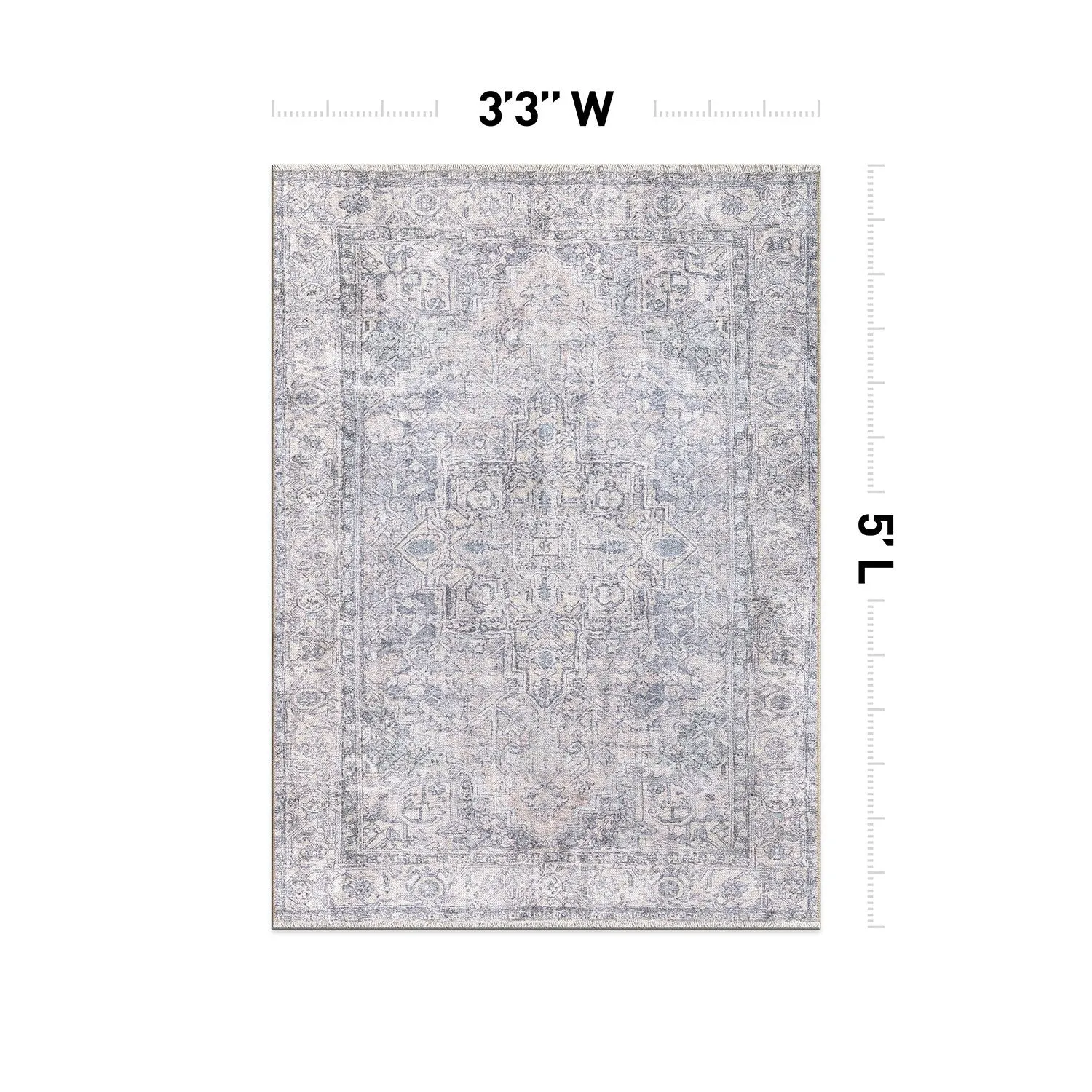 World Rug Gallery Distessed Medallion Machine Washable Area Rug
