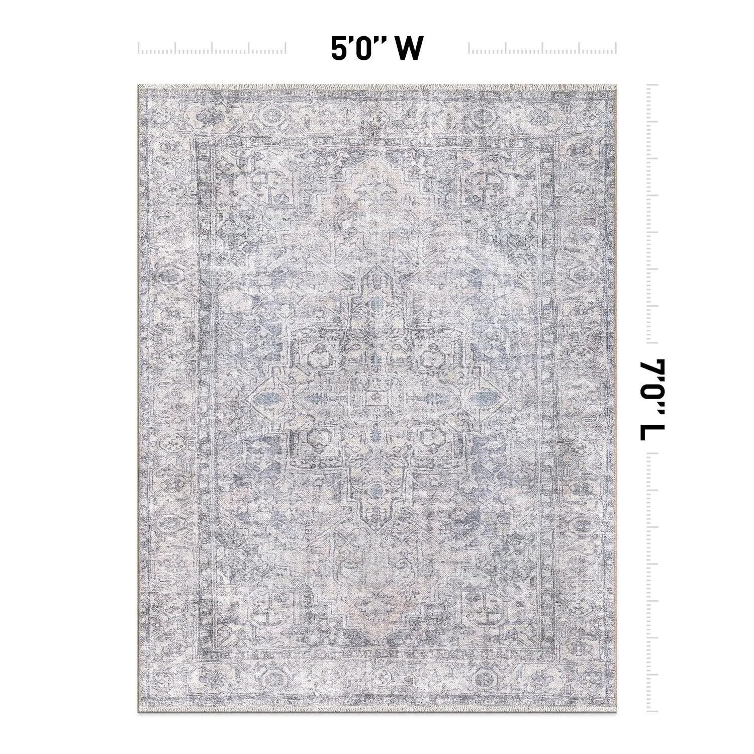 World Rug Gallery Distessed Medallion Machine Washable Area Rug