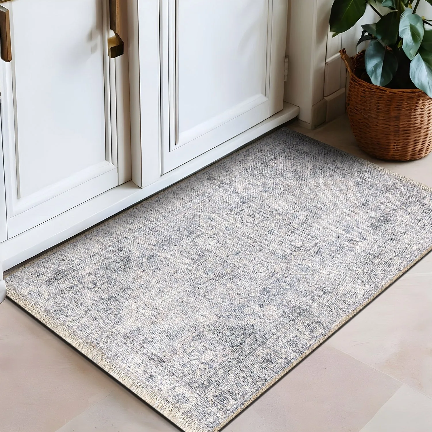 World Rug Gallery Distessed Medallion Machine Washable Area Rug