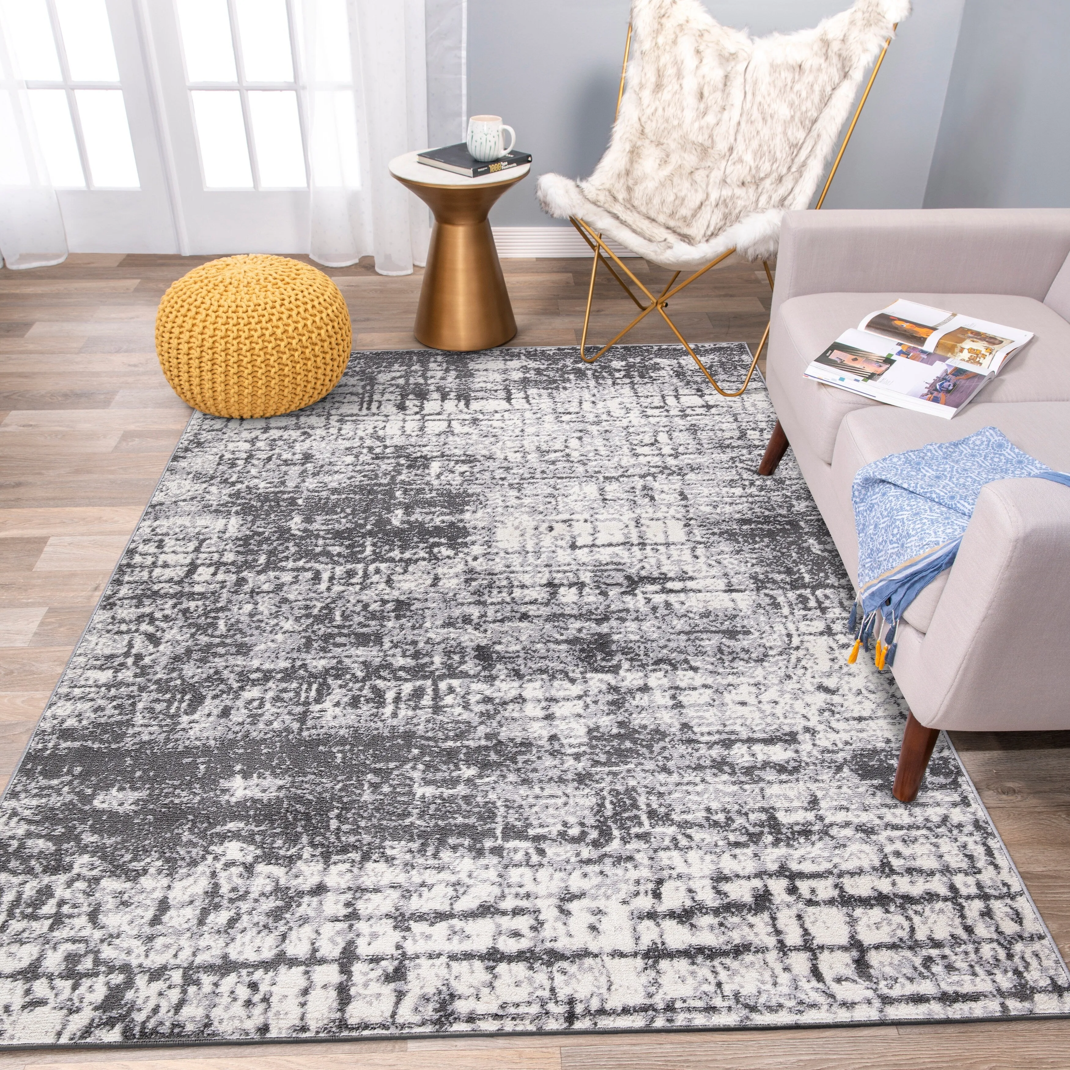 World Rug Gallery Distressed Abstract Modern Area Rug