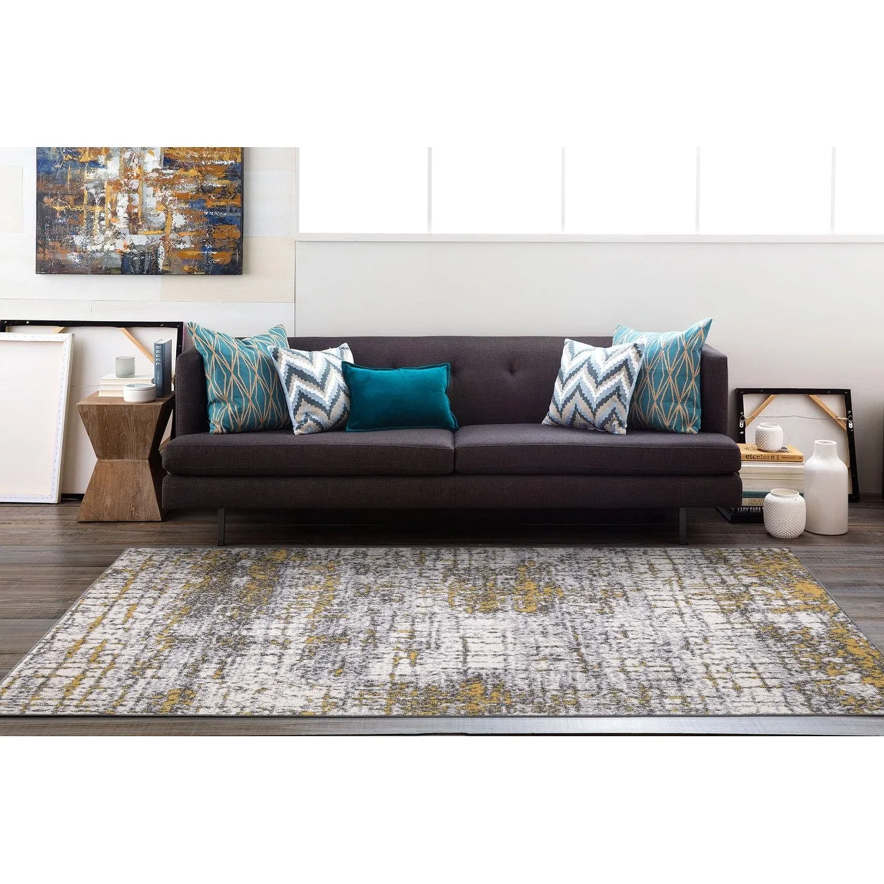 World Rug Gallery Distressed Abstract Modern Area Rug