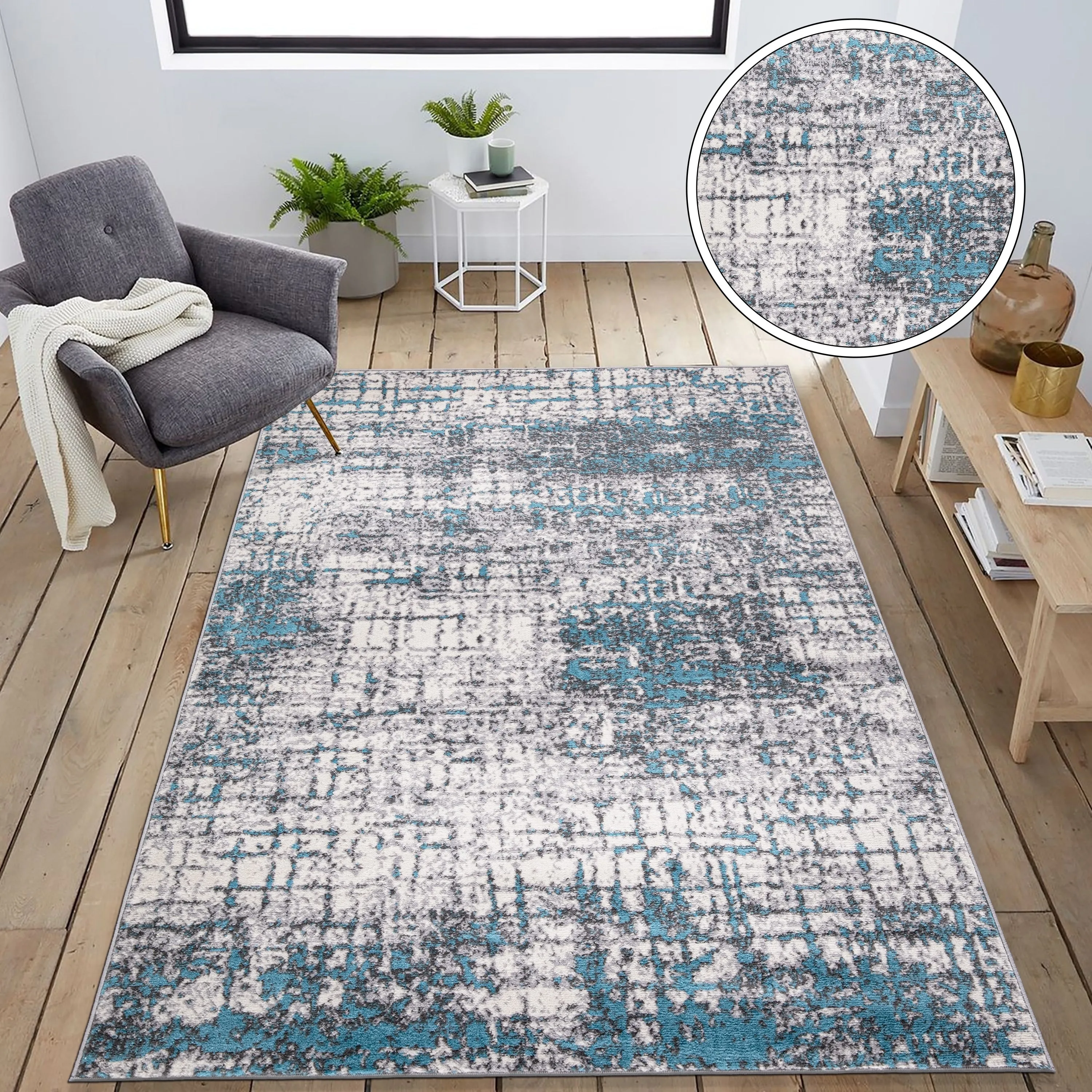 World Rug Gallery Distressed Abstract Modern Area Rug