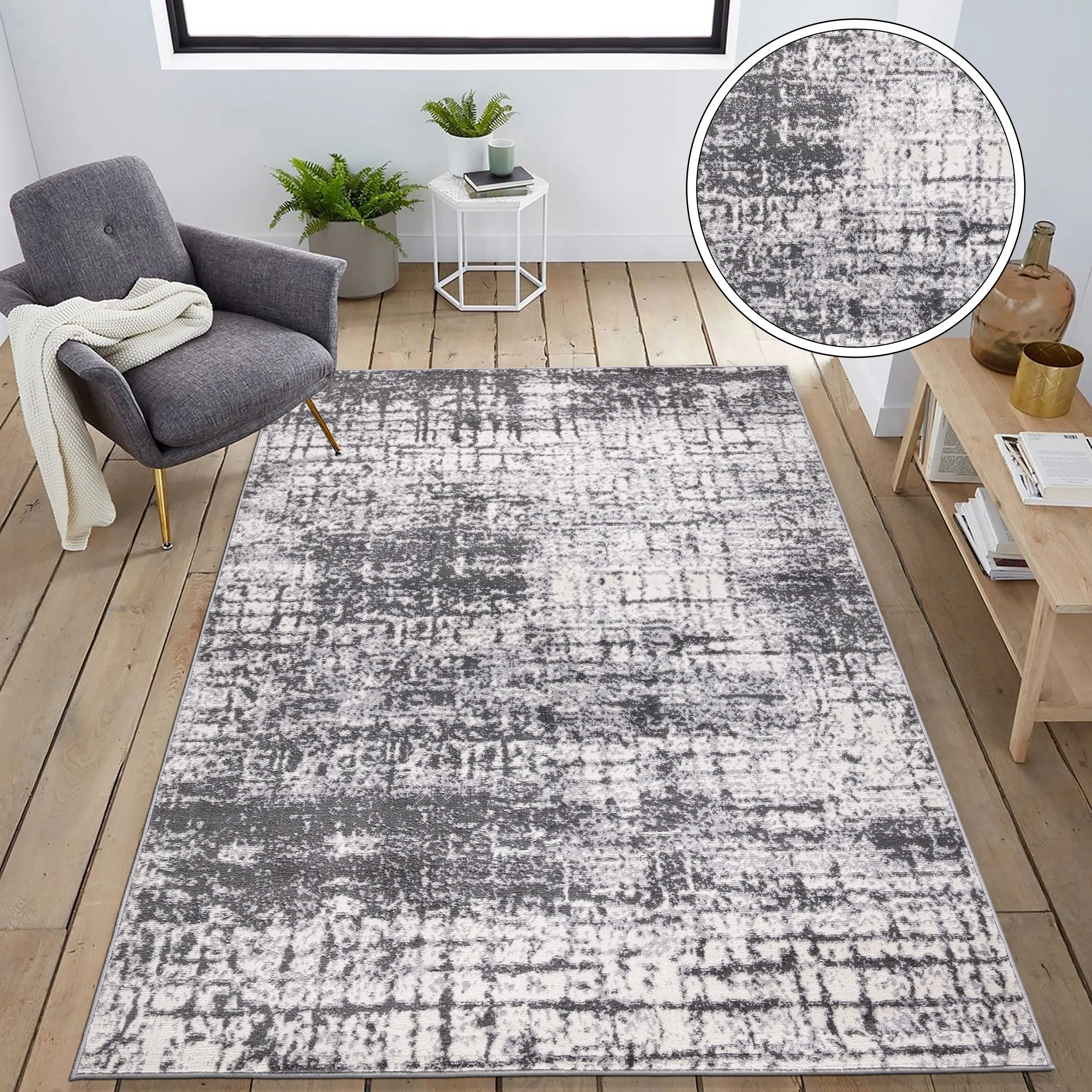World Rug Gallery Distressed Abstract Modern Area Rug