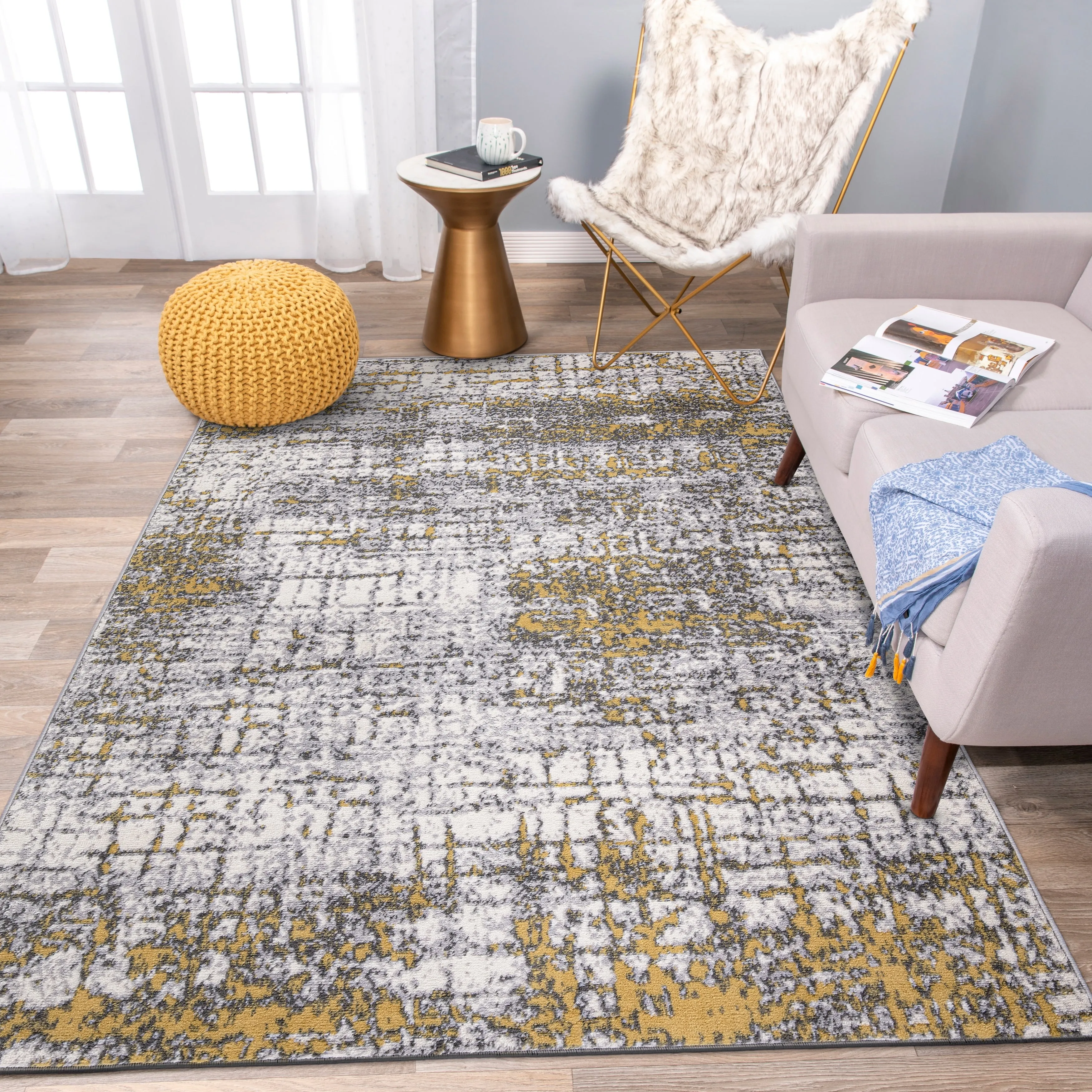 World Rug Gallery Distressed Abstract Modern Area Rug