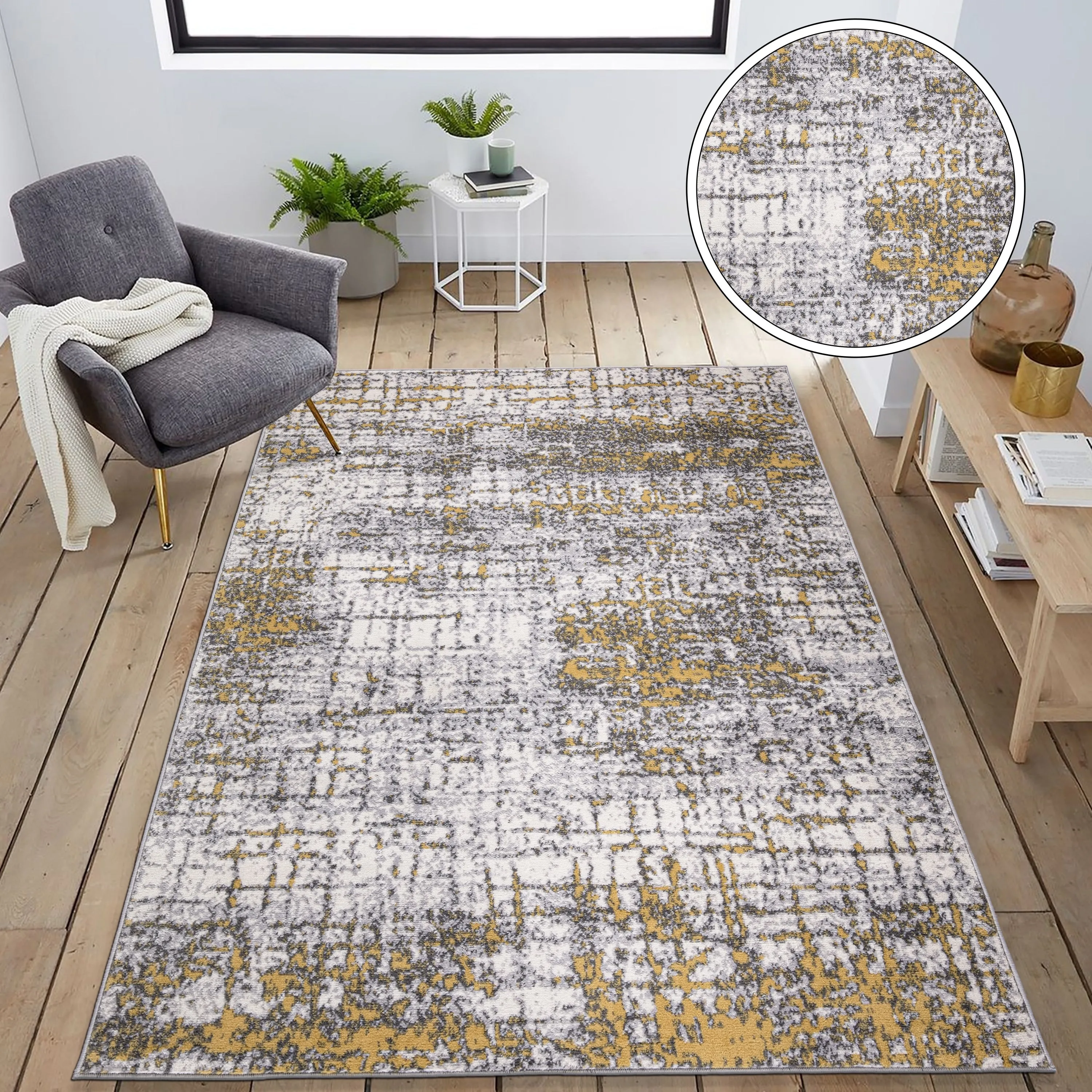 World Rug Gallery Distressed Abstract Modern Area Rug