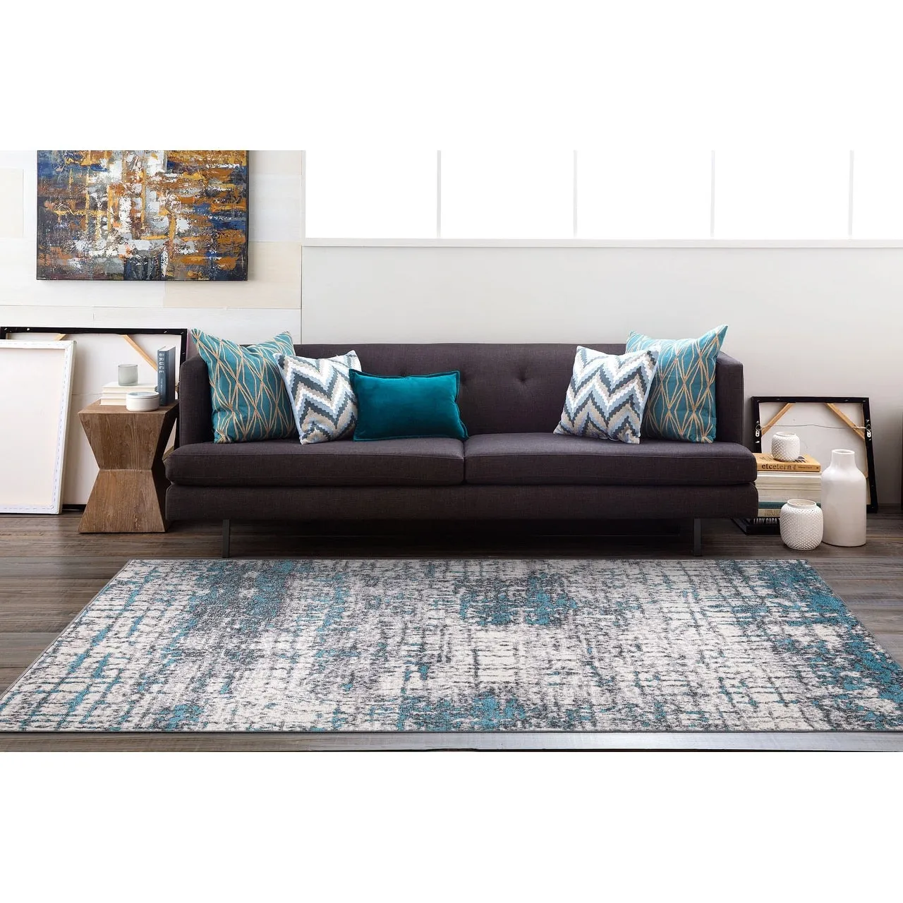 World Rug Gallery Distressed Abstract Modern Area Rug