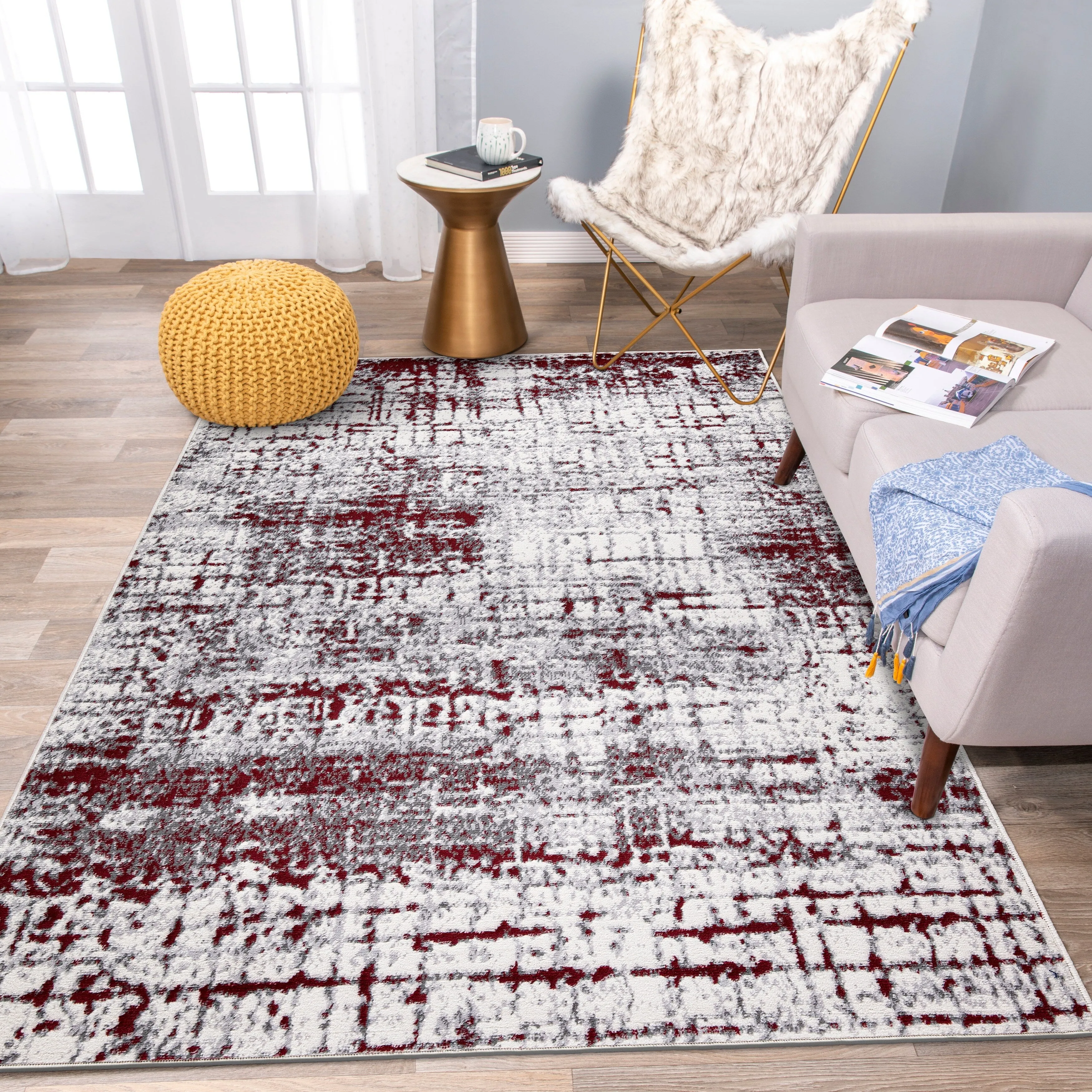World Rug Gallery Distressed Abstract Modern Area Rug