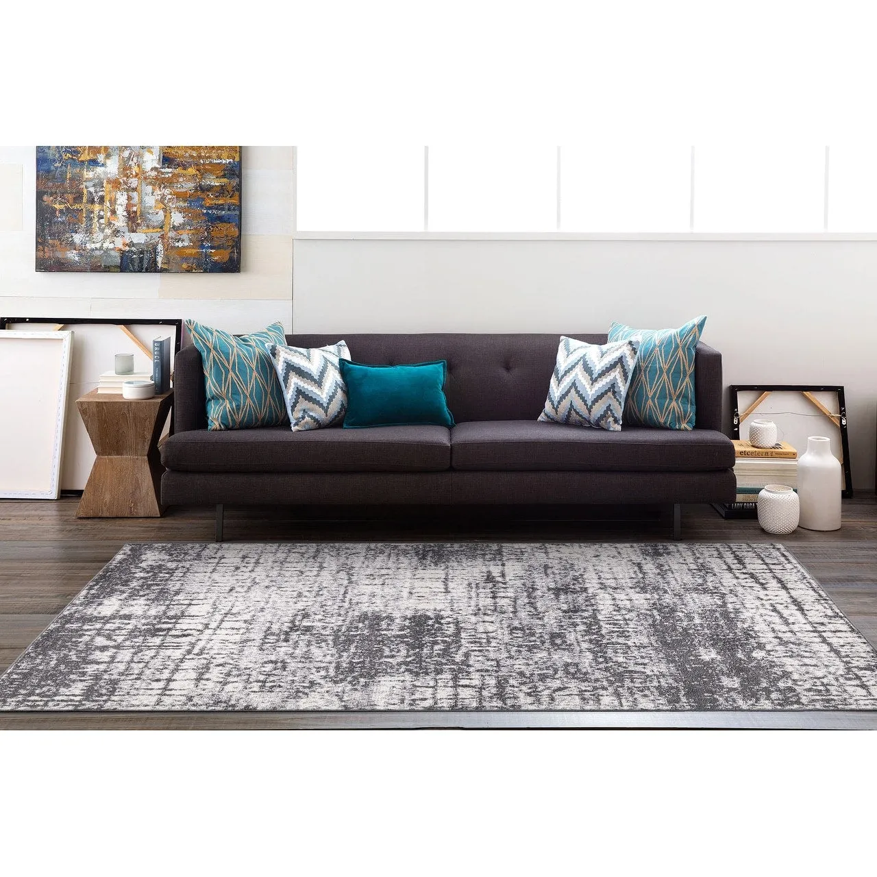 World Rug Gallery Distressed Abstract Modern Area Rug